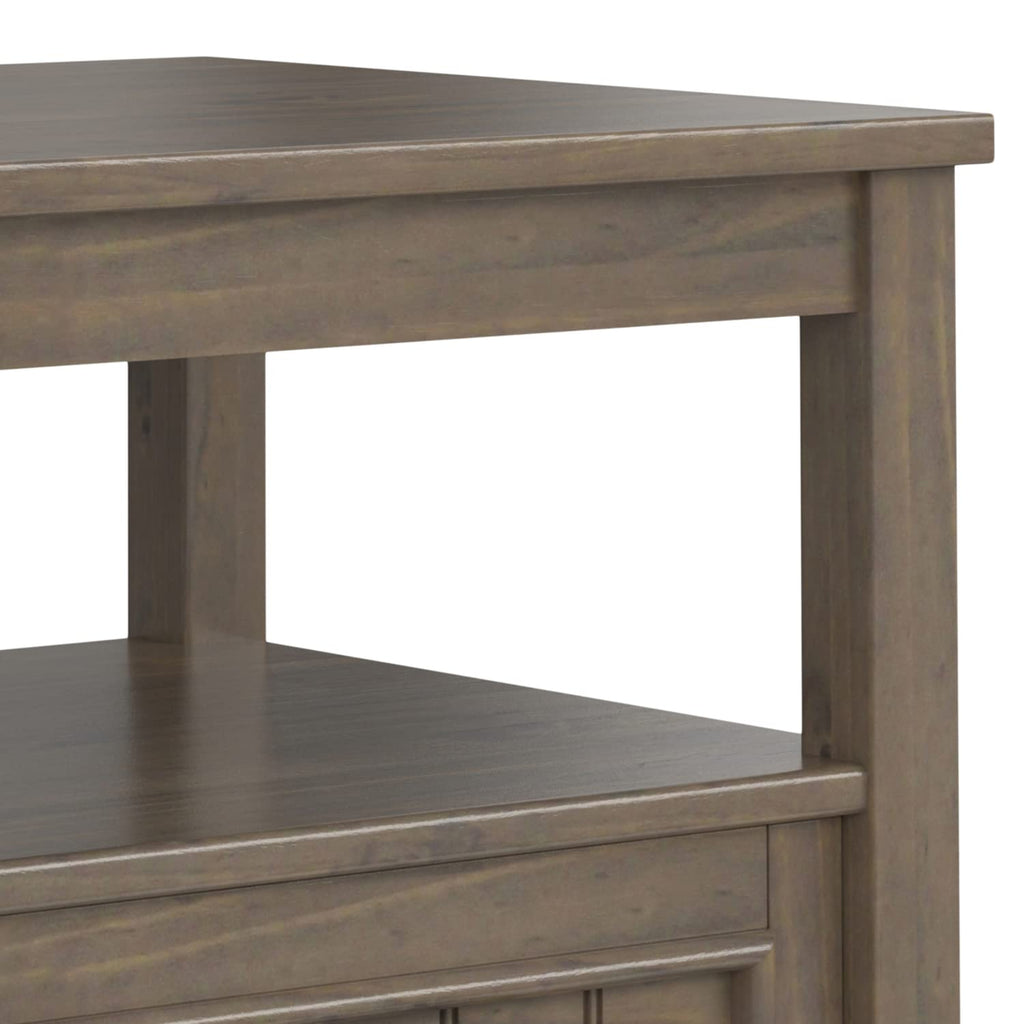 SIMPLIHOME Warm Shaker Coffee Table - 48 inch Wide Solid Wood Coffee Table in Black, Transitional Living Room Table with 2 Drawers, Open Shelf, Shaker Fronts and Tapered Legs
