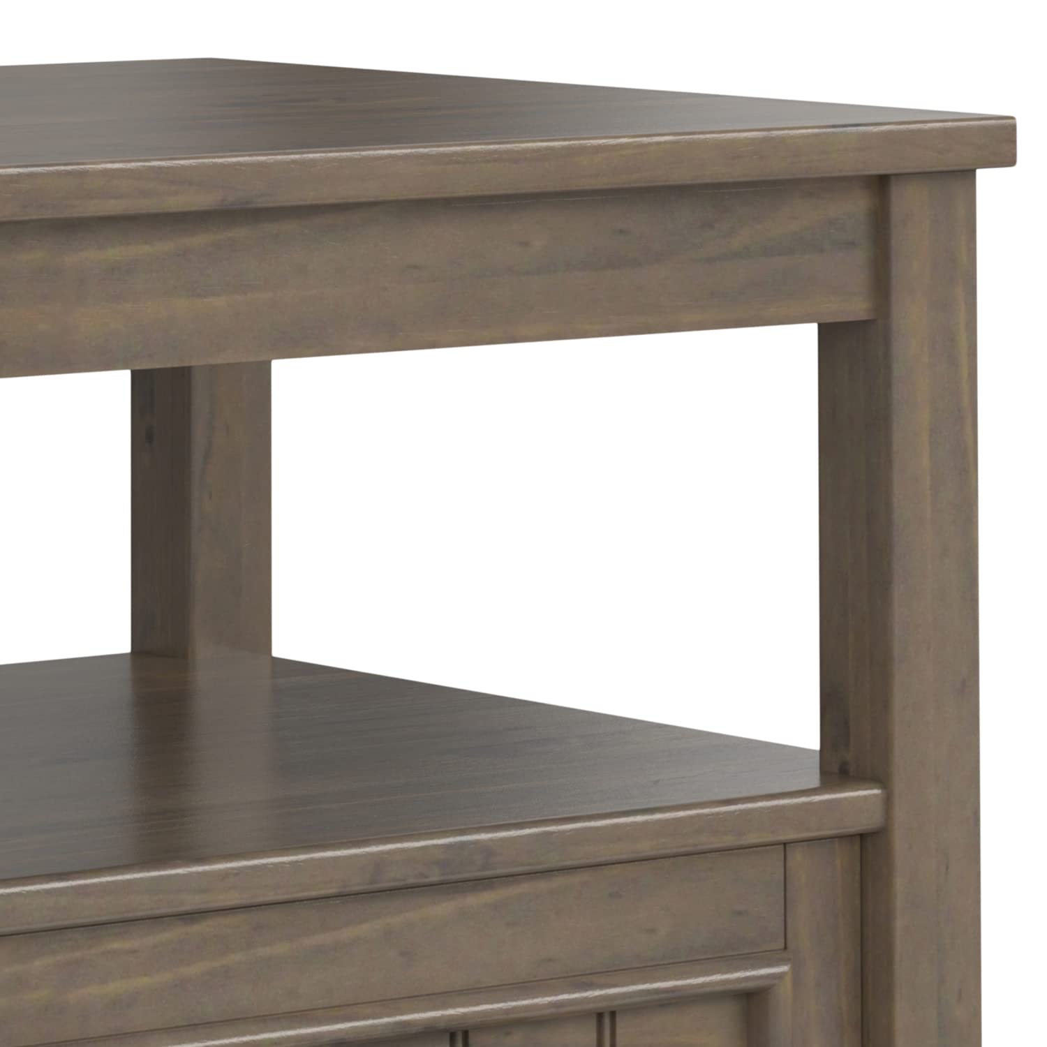 SIMPLIHOME Warm Shaker Coffee Table - 48 inch Wide Solid Wood Coffee Table in Black, Transitional Living Room Table with 2 Drawers, Open Shelf, Shaker Fronts and Tapered Legs