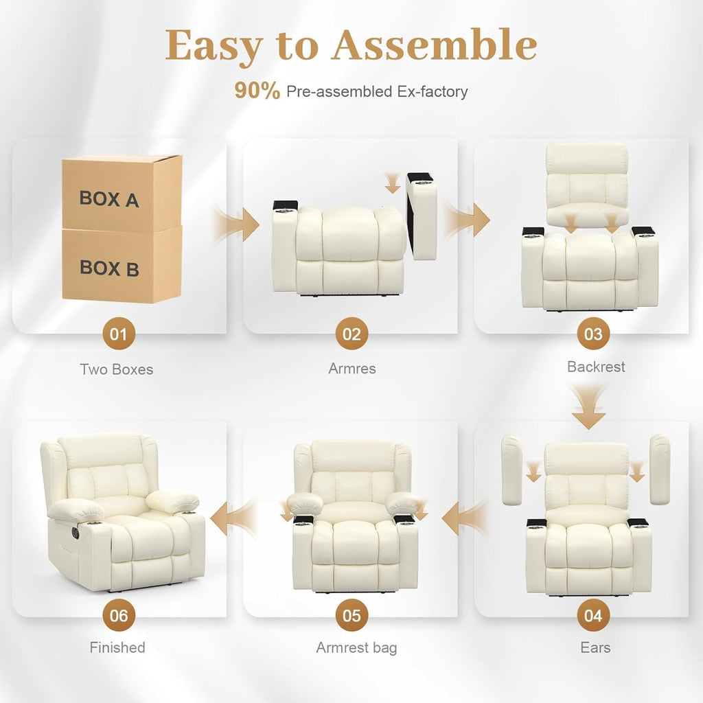 Recliner Chairs for Adults, FSC Certified Massage Reclining Chair with Heated Modern, Ergonomic Lounge Single Reclining Sofa Seat with Cup Holder & Pocket, Living Room Lounge Recliners Black