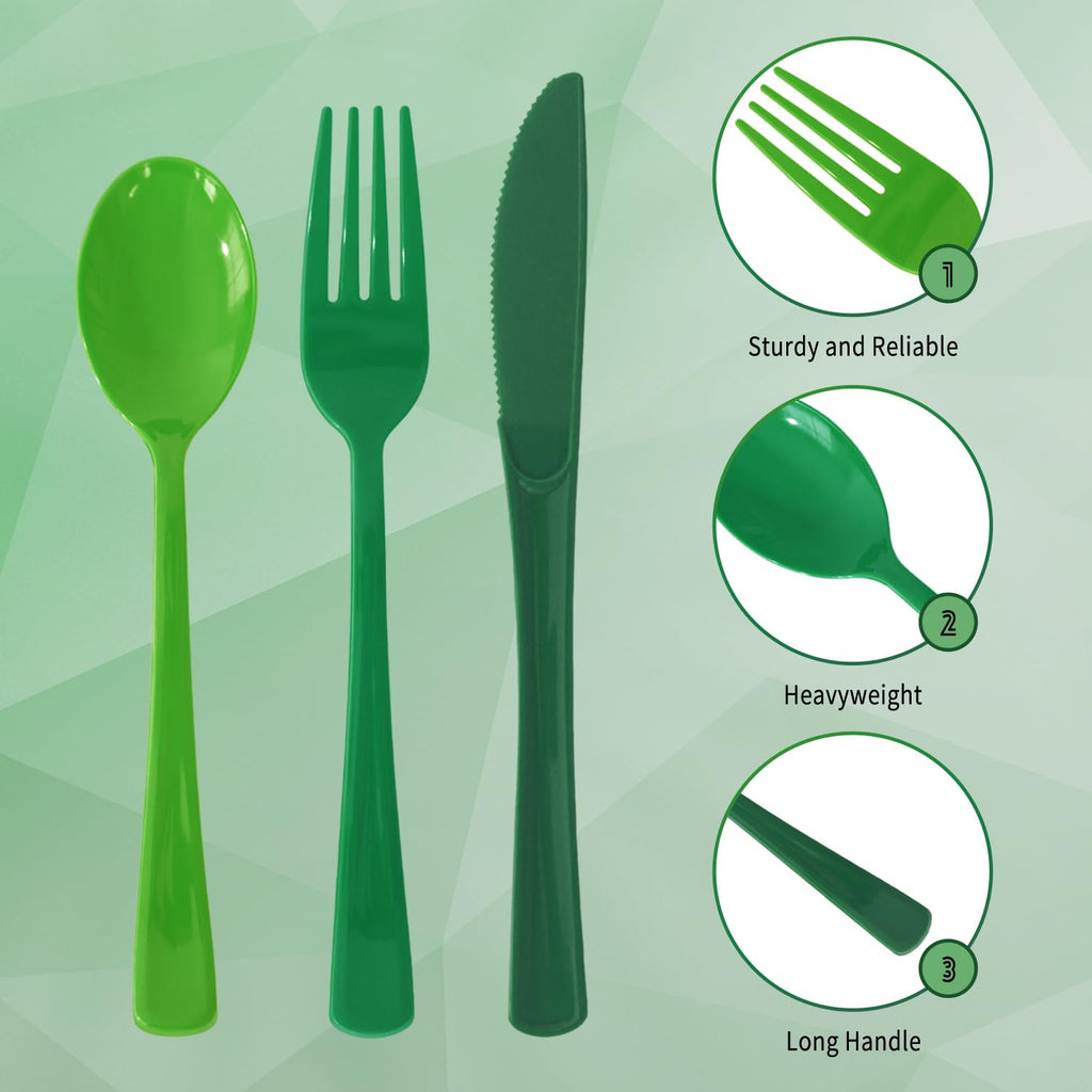 150 Pack Plastic Silverware,Disposable Cutlery Set Heavy Duty Utensil Sets 50 Forks 50 Knives 50 Spoons for Brithday, Wedding,Home School Party Picnics Restaurant Outdoor Events (Black)
