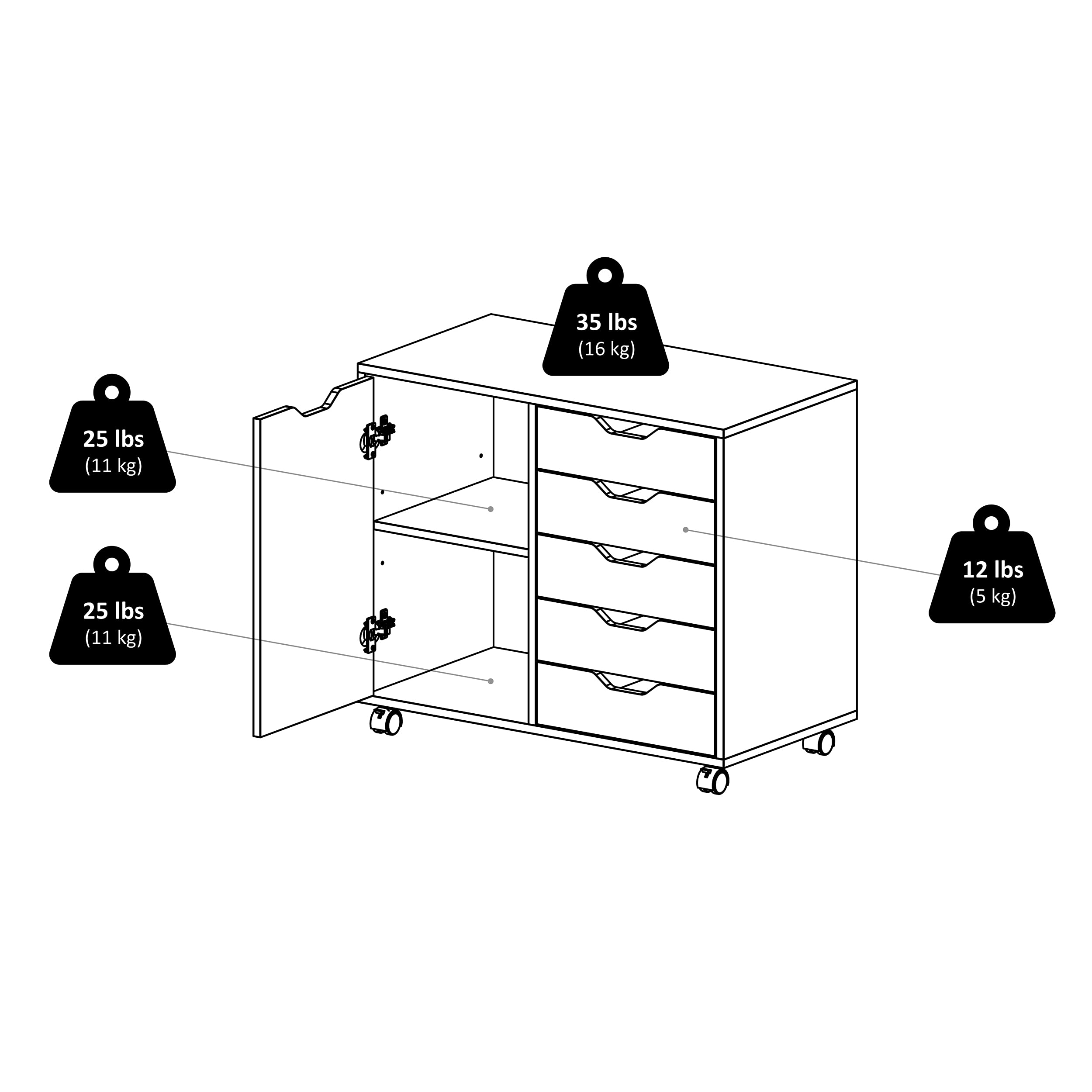 Winsome Halifax Mobile Storage Cabinet with Doors & Drawers, Stylish & Functional Home Storage Cabinet for Filing, Kitchen Organization, Moveable Furniture for Office, Dorms, Apartments