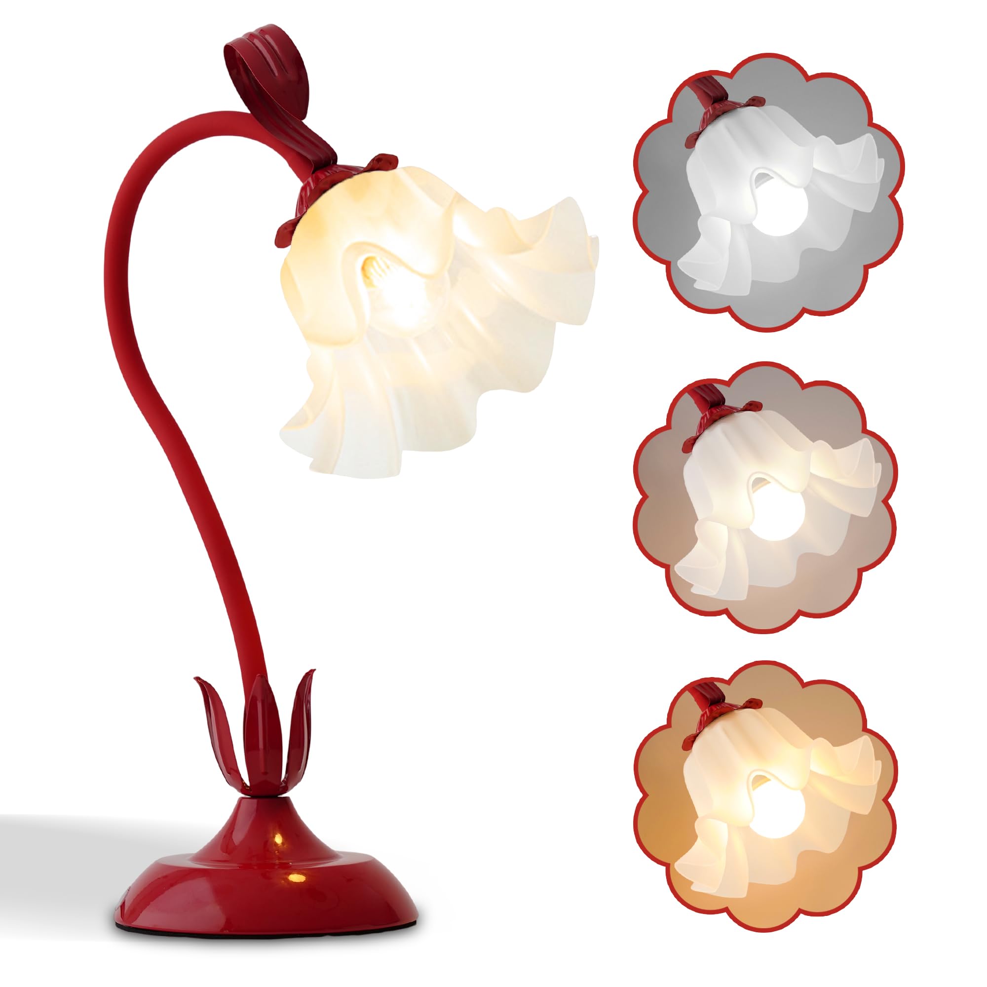AQDZCNF Flower Table Lamp,LED Reading Light Bedside Vintage Flower Night Light,3 Colors Modes Kawaii Bedside Lamps Decor,Living Room Bedroom Room Lighting Table Lamps Home Decoration (White)