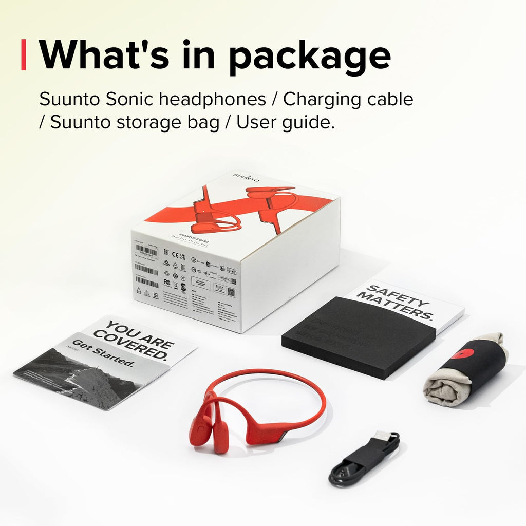 SUUNTO Sonic Open-Ear Bone Conduction Sports Headphone, Bluetooth Wireless Headset w/Enhanced Bass & Multipoint Connection, 10H Playtime w/Fast Charging, Built-in Dual Mics, Waterproof & Lightweight