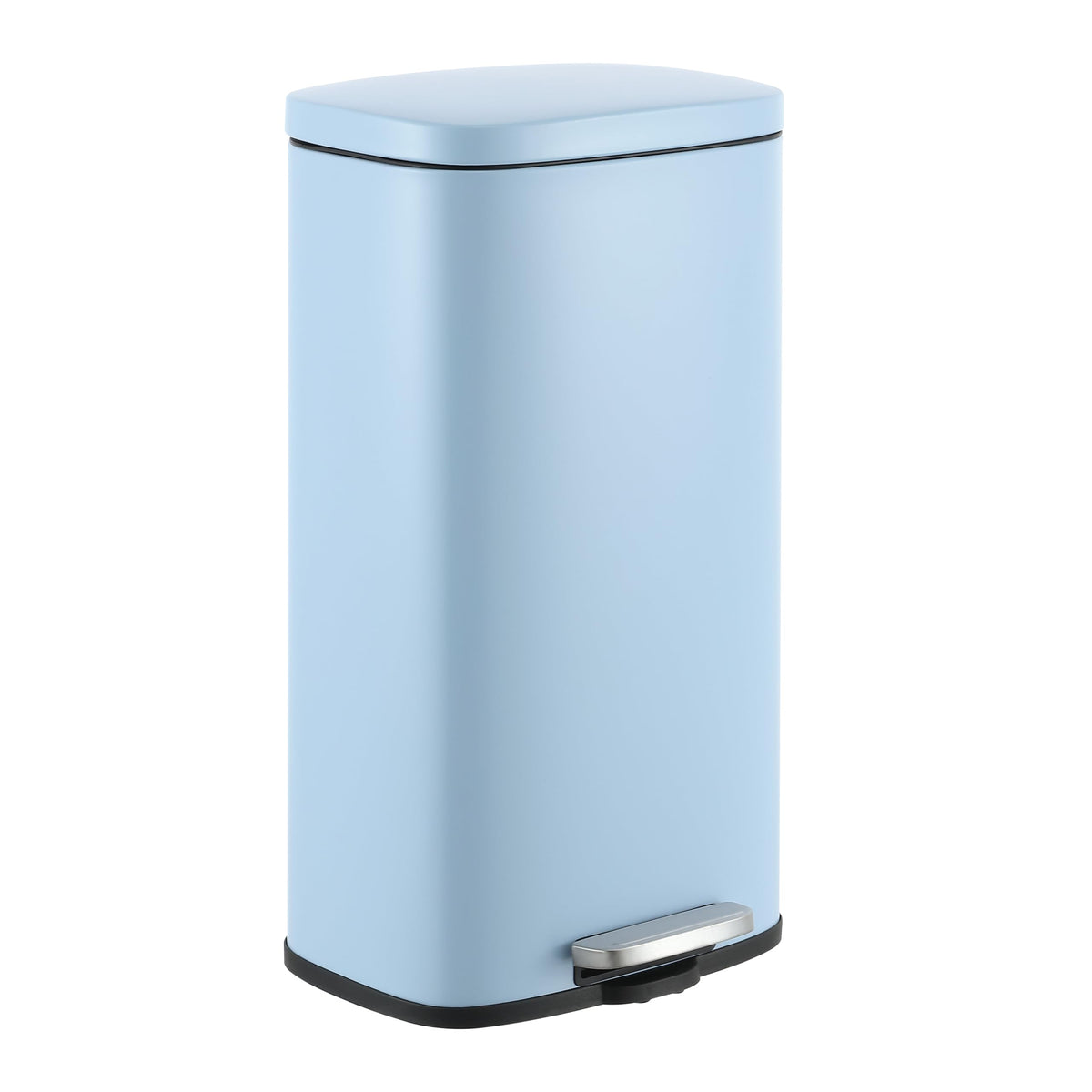 happimess HPM1011B Curtis 8-Gallon Step-Open Trash Can with Soft-Close Lid, Modern, Minimalistic, Fingerprint Proof for Home, Kitchen, Laundry Room, Office, Bedroom, Bathroom, Black