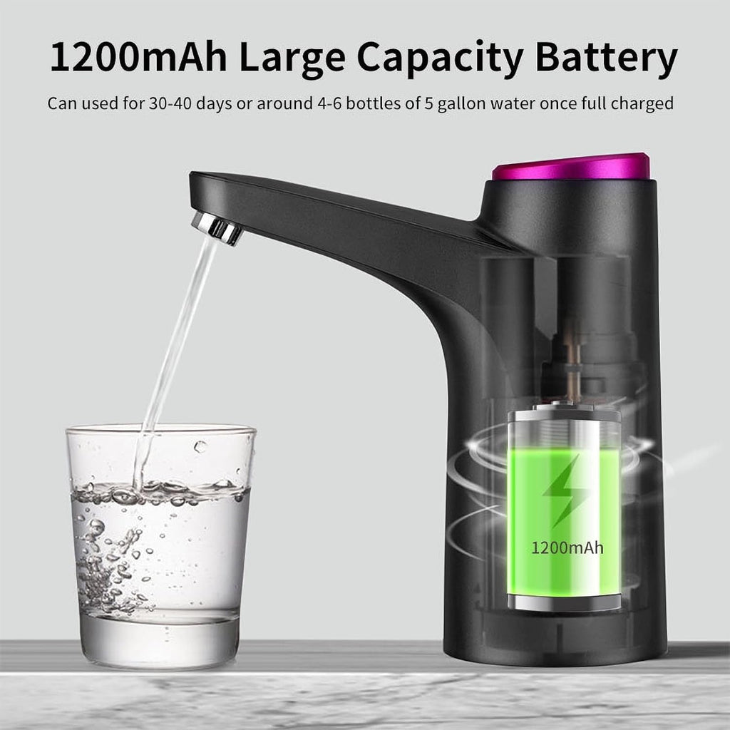 5 Gallon Water Pump, Water Dispenser for 5 Gallon Bottle, USB-C Rechargeable Water Jug Dispenser, Portable Automatic Water Pump for Home, Black