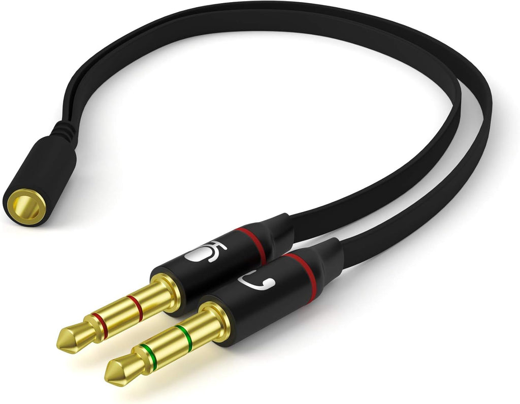 D & K Exclusives Headphone Splitter For Computer 3.5mm Female to 2 Dual 3.5mm Male Headphone Mic Audio Y Splitter Cable Smartphone Headset to PC Adapter