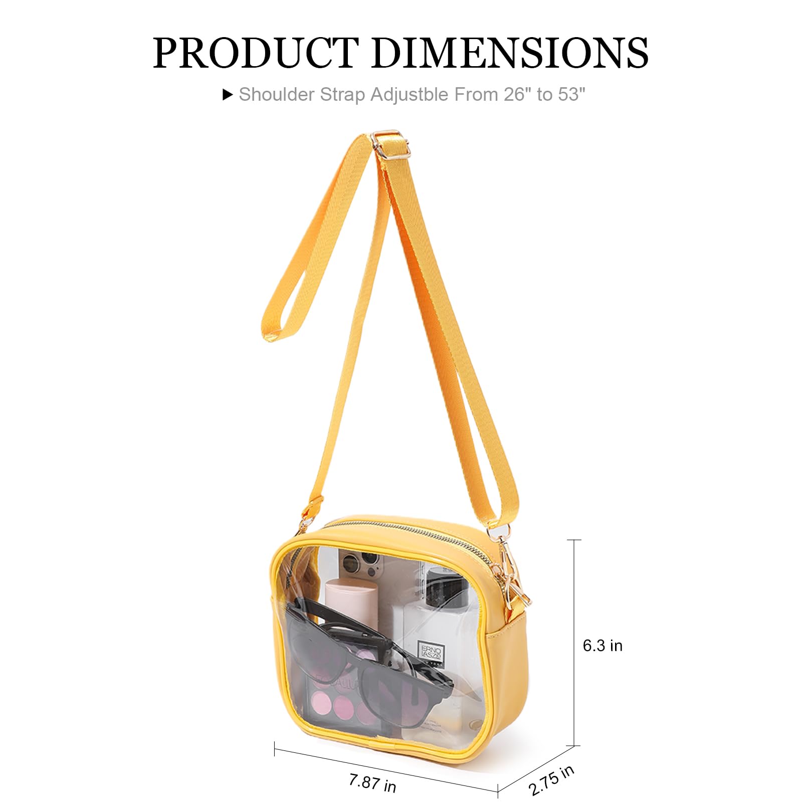 TOBVZOO Clear Bag Stadium Approved, Crossbody Transparent Bag for Concerts Sports Events, Purses for Men & Women