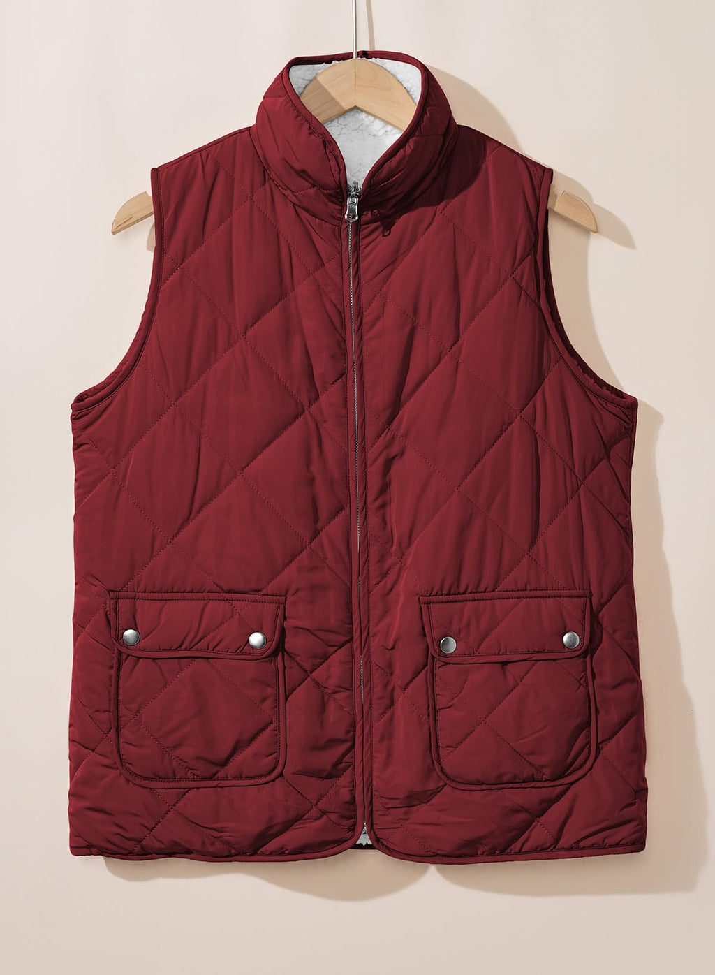 SHEWIN Women Puffer Vest Casual Stand Collar Sleeveless Puffer Jacket Warm Winter Reversible Zip Up Outerwear with Pockets