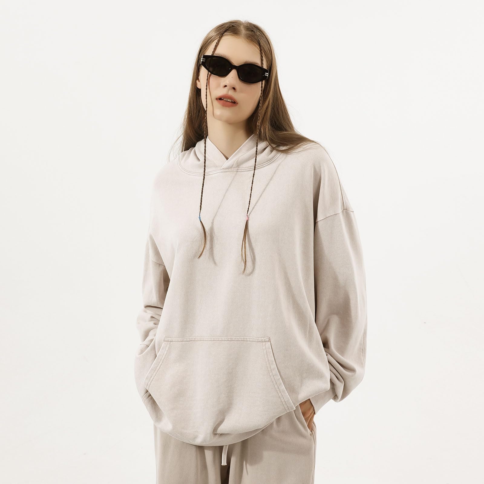 Bobeutou Oversized Hoodie Men Vintage Cotton Casual Hooded Sweatshirt Trendy Baggy Basic Hoodies Retro Pullover Streetwear