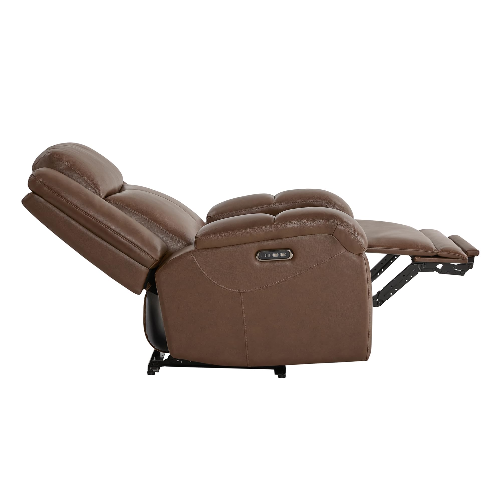 Watson & Whitely Genuine Leather Power Recliner Chairs for Adults, Wall Hugger RV Recliner with Power Headrest & Charging Ports, Electric Recliner Sofa Chair for Living Room, Black