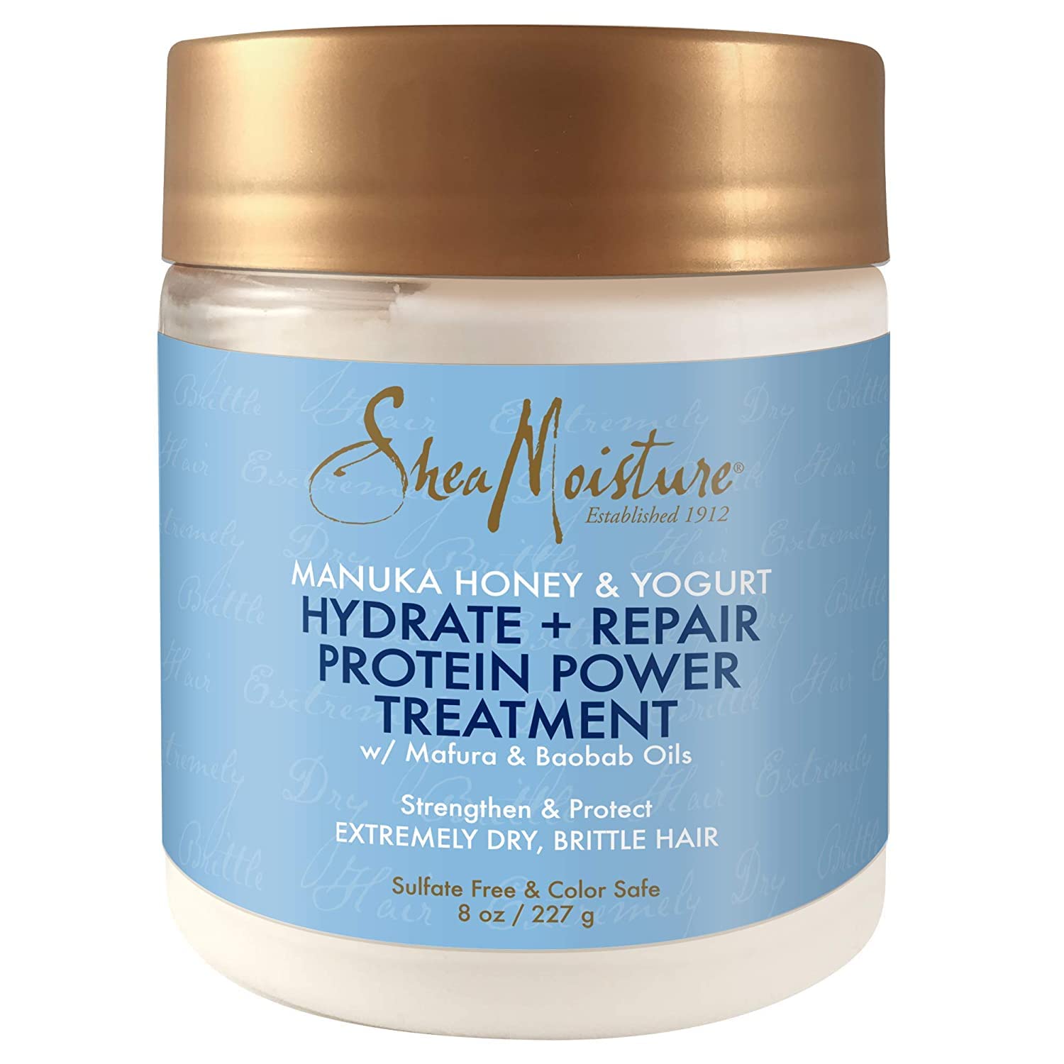 Shea Moisture Hair Mask - Manuka Honey & Yogurt, Hydrate + Repair Protein Power Treatment, Hair Treatment for Dry, Damaged Hair Care with Organic Shea Butter & Castor Oil for Hair, 8 Oz