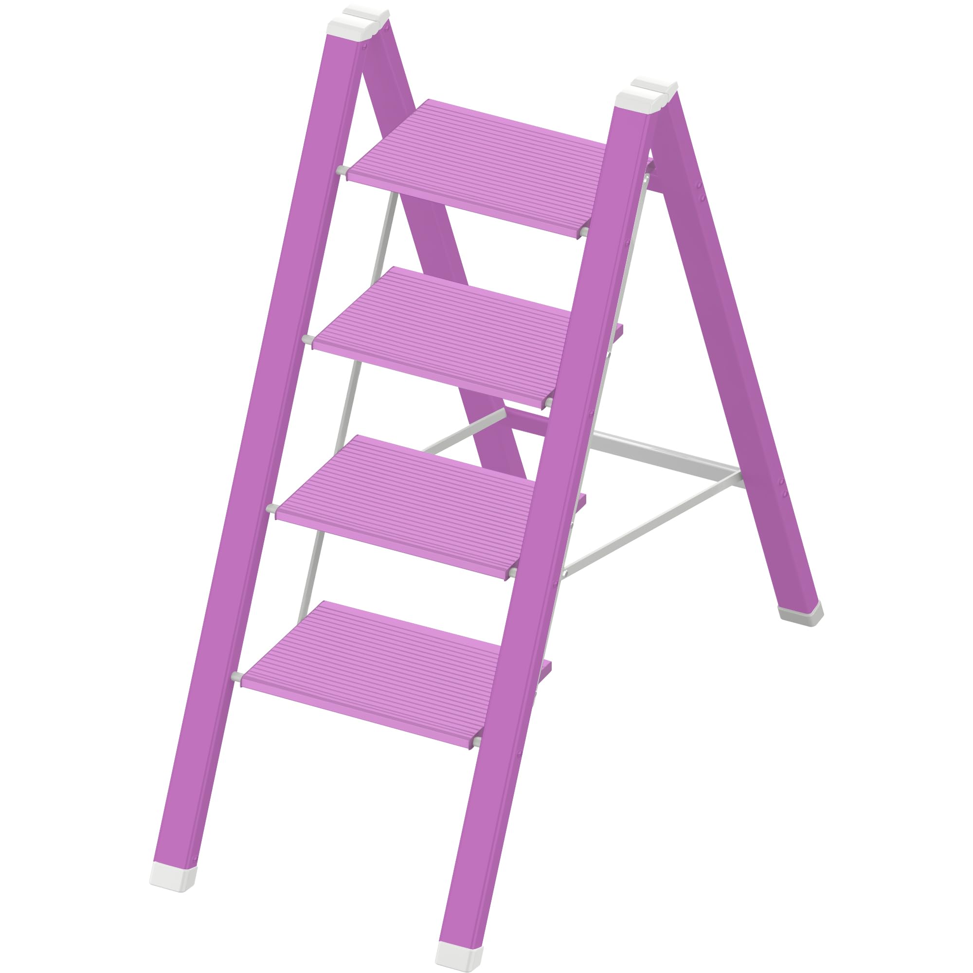 2 Step Lightweight Folding Ladder for Home, 330lbs Aluminum Step Ladder Anti-Slip for Kitchen, Step Stool Foldable Adults for Closet, 330lbs - Black