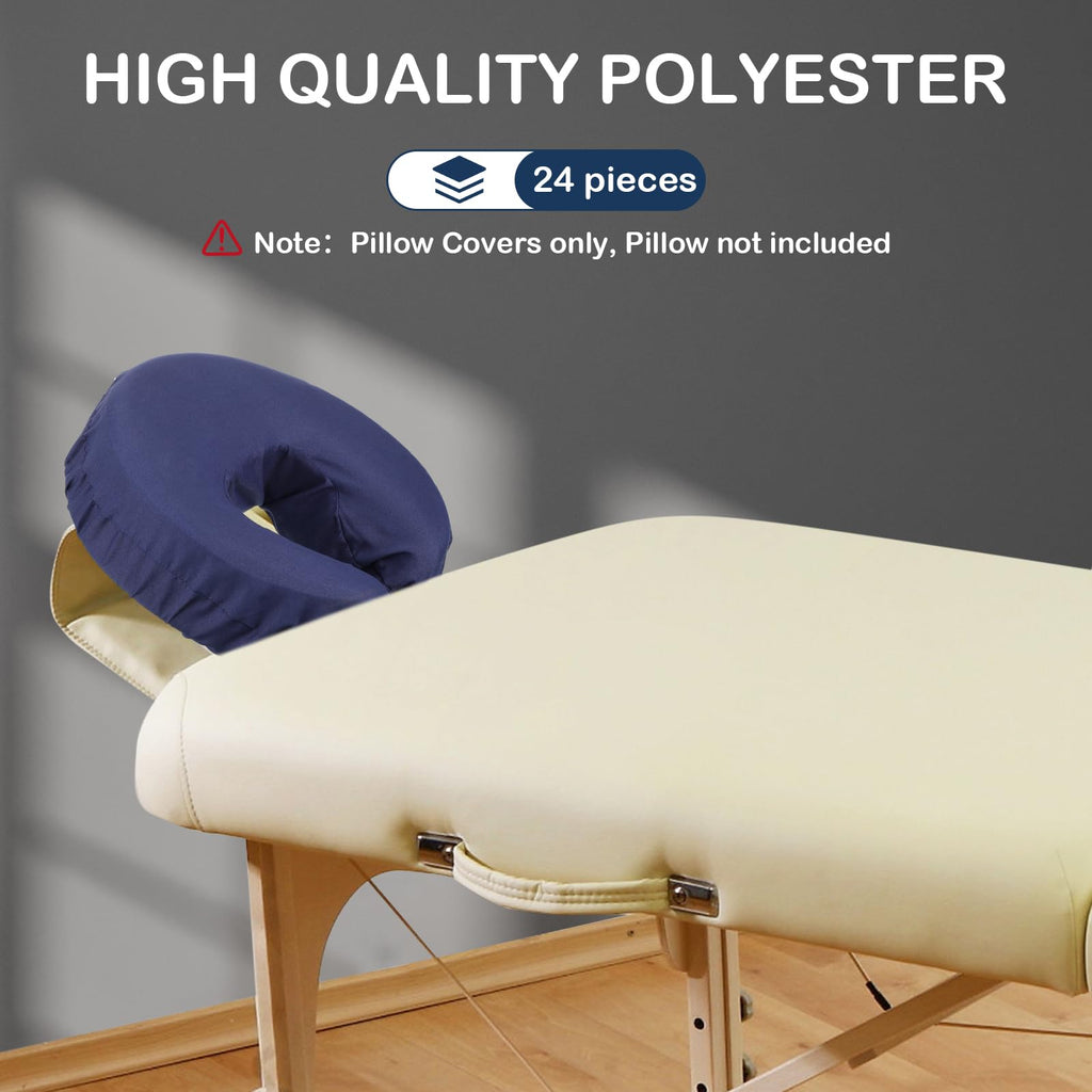 Macarrie 24 Pcs Face Cradle Covers for Massage Table Microfiber Reusable Soft Thicker Massage Table Headrest Covers Bulk Oil Proof Cradle Head Rest Sheets for Spa Beauty Salons(Beige)