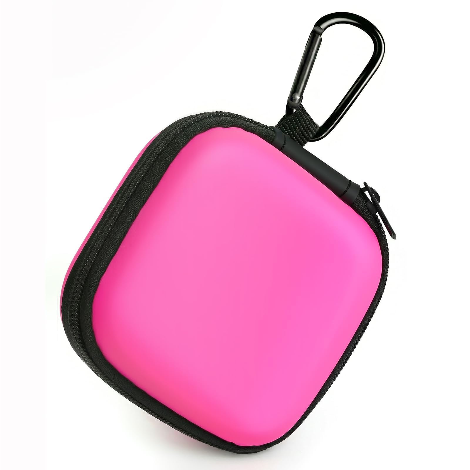 2Pack Oval Earbud Case Portable EVA Carrying Case Storage Bag Cell Phone Accessories Organizer with Carabiner for Earphone, Earbud, Earpieces, SD Memory Card, Camera Chips, Black/Purple