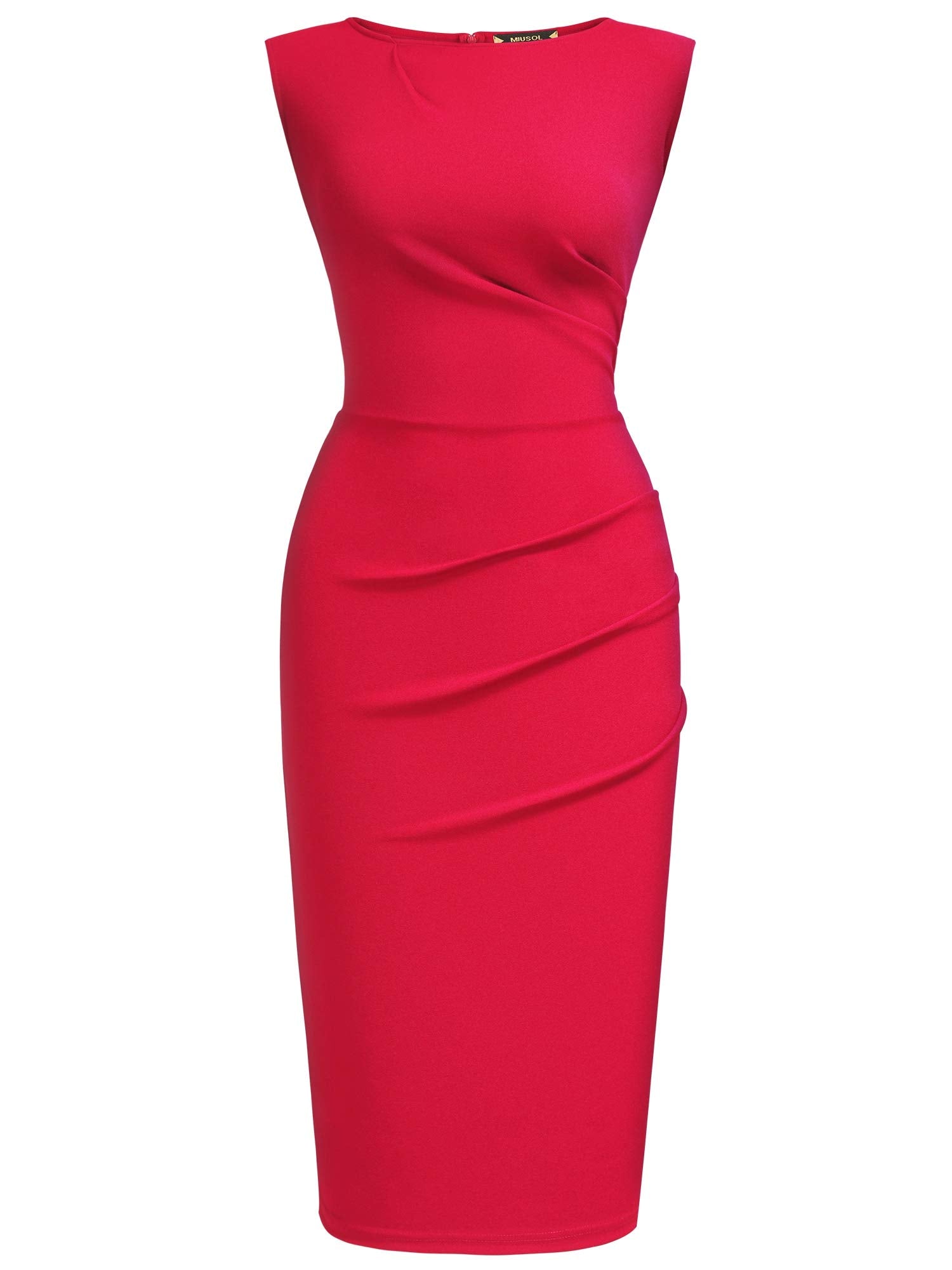 Miusol Women's Retro Ruffle Style Slim Work Pencil Dress