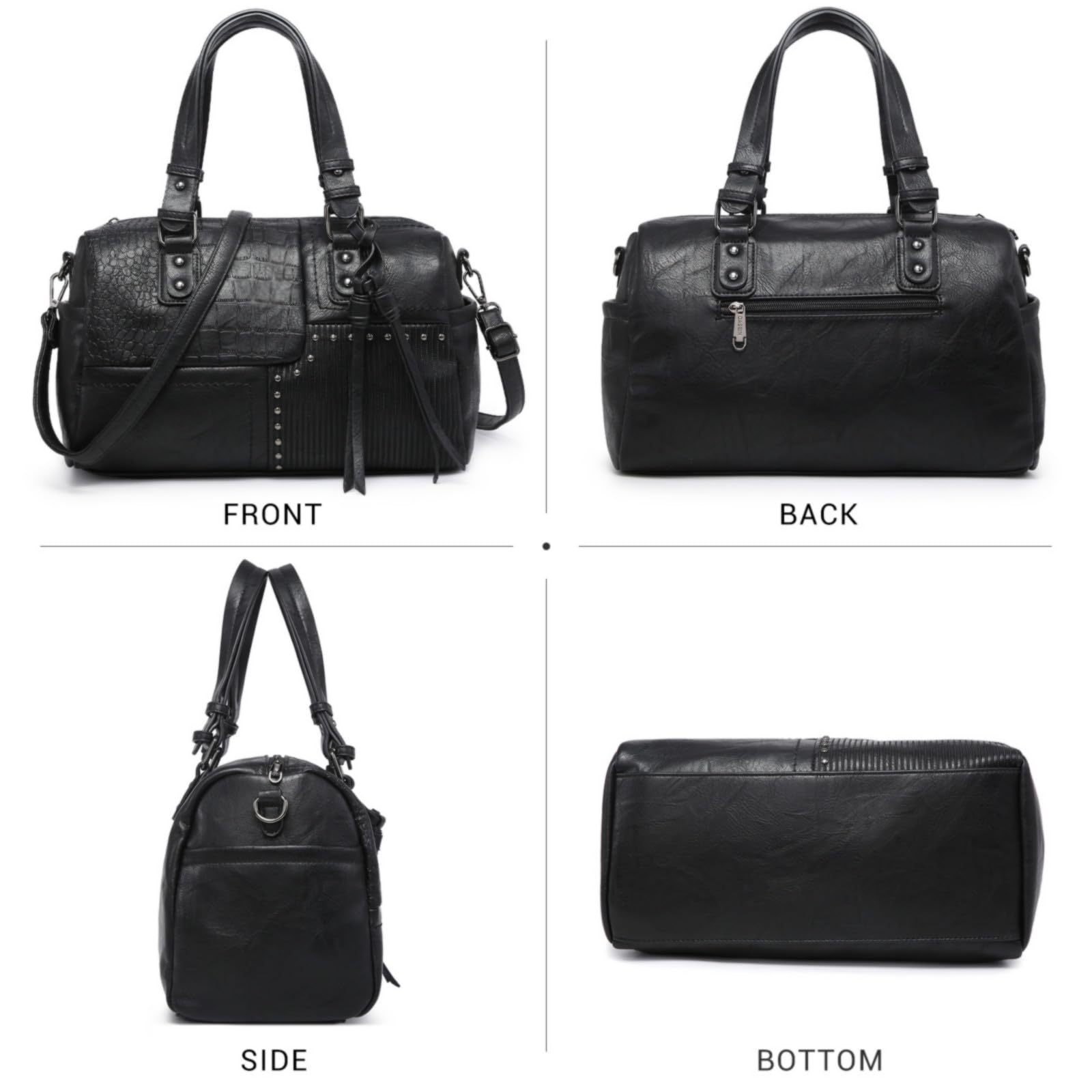Dasein Women Soft Vegan Leather Barrel Bags Large Hobo Top Handle Work Totes Satchel Handbags Shoulder Purse