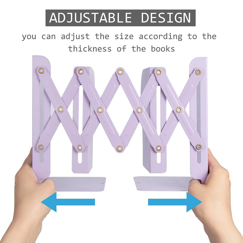 Aobopar Adjustable Book Ends, Metal Bookends for Heavy Books, Desk Book Holder for Shelves, Book Organizer for Desk, Suitable for Office, Home and School Use (Black)