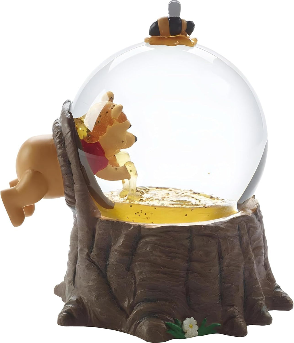 Pooh Bear Musical Snow Globe Collectible Honey Scene Figurine with Wind-Up Music Box, 5.5 Inch Resin and Glass Display Decoration, Holiday Birthday Gift for Fans and Collectors