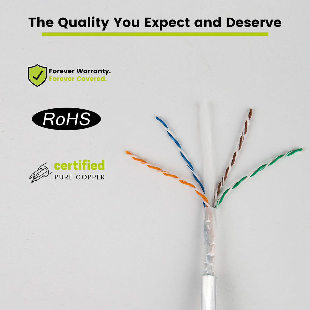 TRUE CABLE Cat6 Direct Burial Outdoor Bulk Ethernet Cable, Shielded F/UTP, 500ft, Brown, 23AWG Solid Bare Copper, Heavy Duty Outdoor, OSP Jacket, Waterproof, UV, 550MHz, PoE++ 100W (4PPoE)