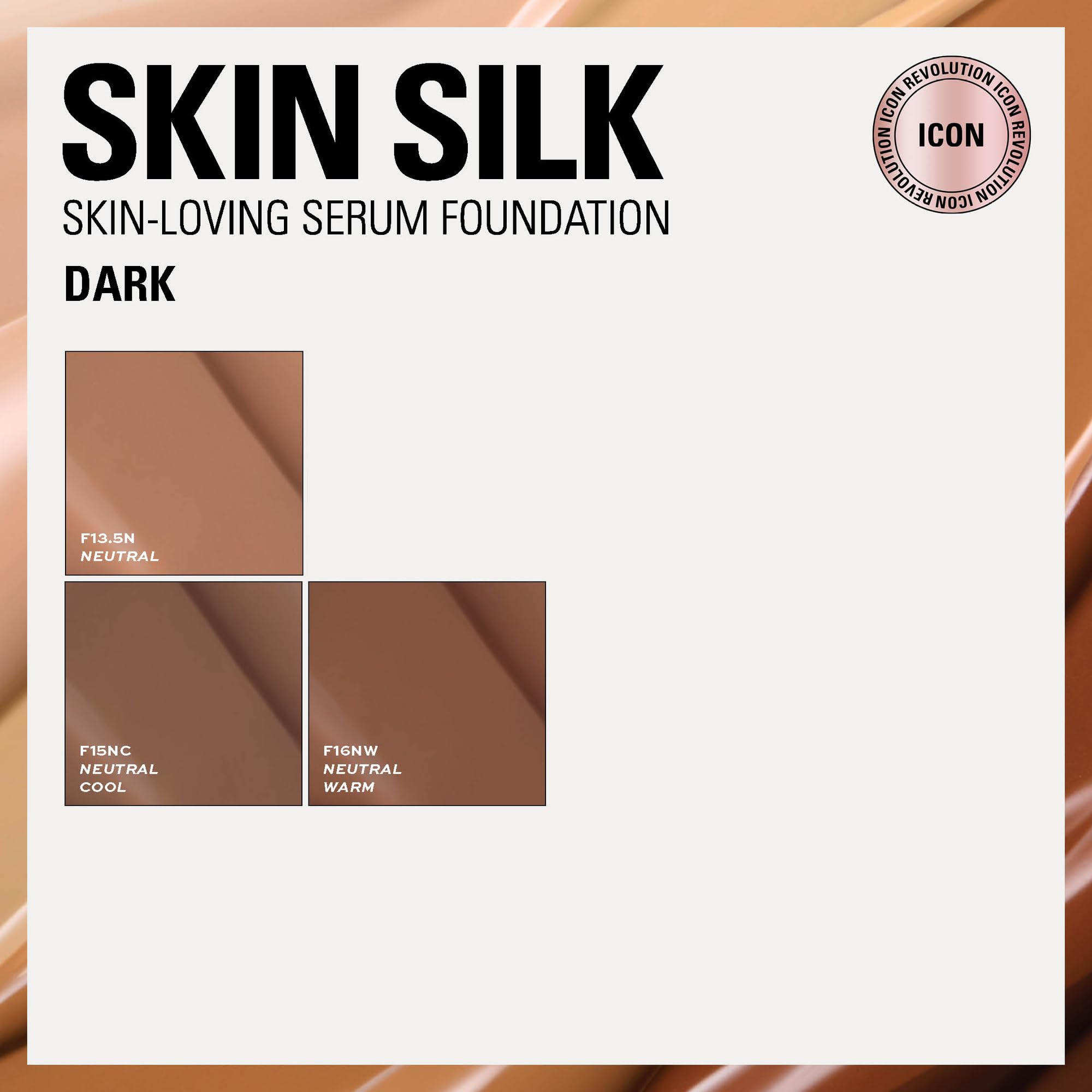 Revolution Skin Silk Radiant Satin Serum Foundation, Buildable Coverage with Hydrating Hyaluronic Acid for a Natural Finish, Vegan & Cruelty-Free, F0.5C Fair Skin Tones, 0.77 fl oz