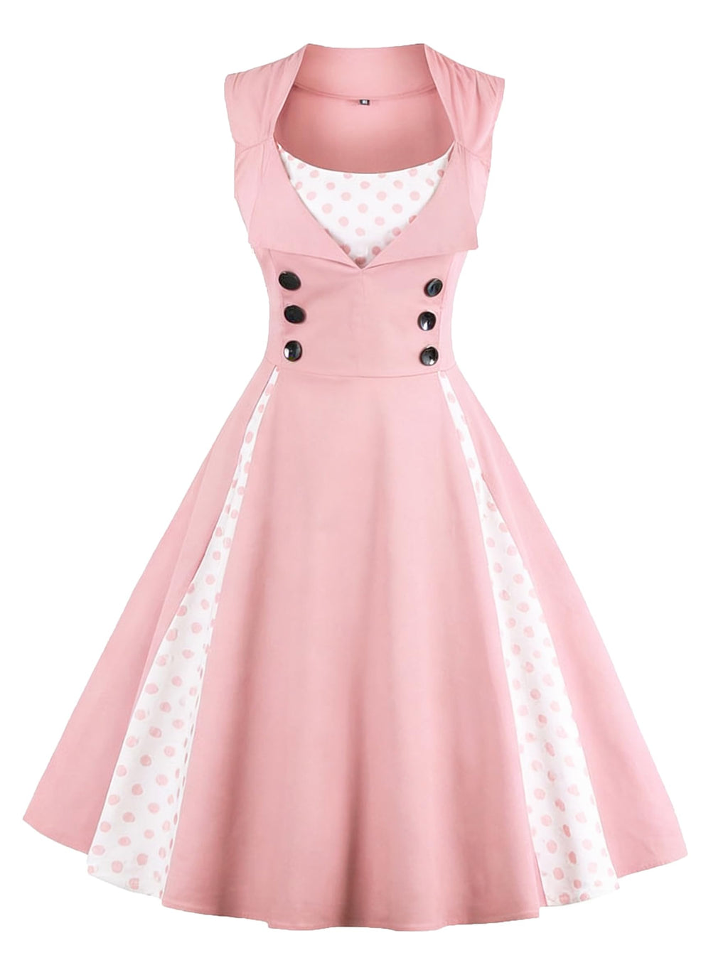 Nihsatin Vintage 1950s Retro Rockabilly Swing Dress Polka Dots Cocktail Dress with Belt