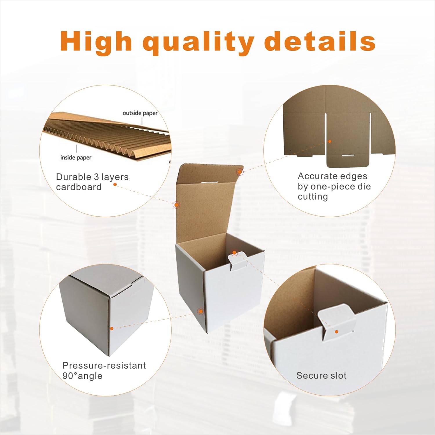 4x4x1'' Small Shipping Boxes 25 Pack, Corrugated Cardboard Mailers for Business, Black (CM441B25)