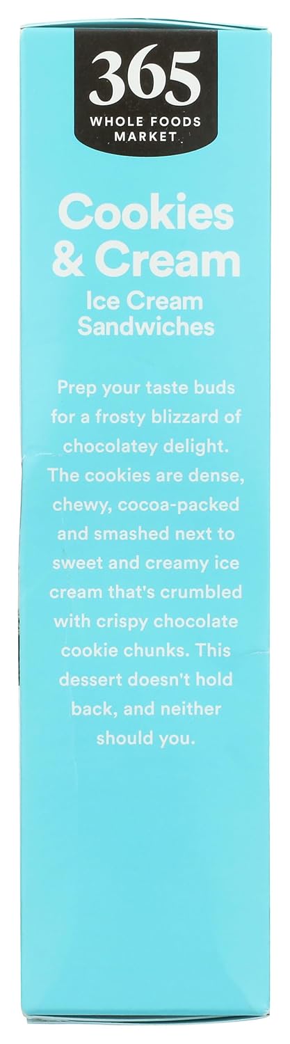 365 by Whole Foods Market Cookies & Cream Ice Cream Sandwiches, 17 FZ