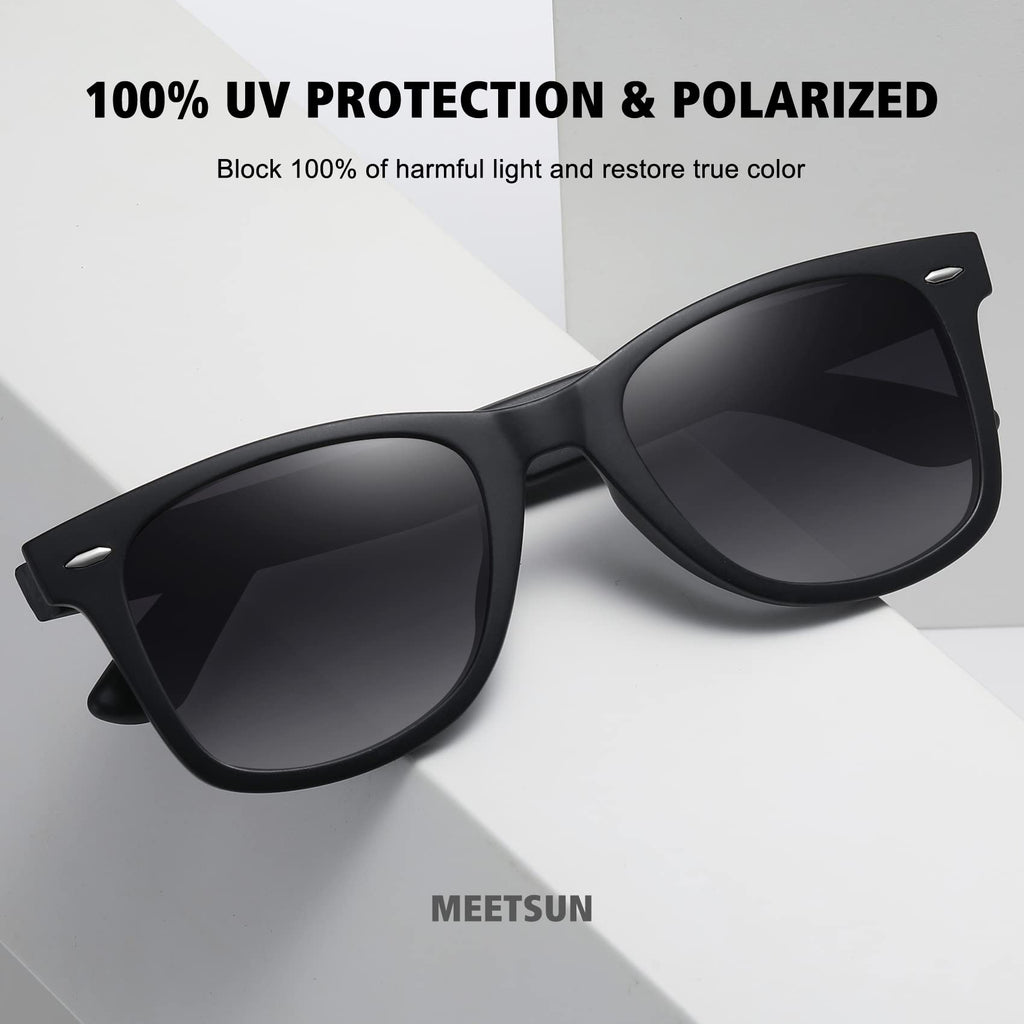 MEETSUN Retro Polarized Sunglasses for Women Men Classic Mirror Lens Driving Trendy Sun Glasses UV Protection (3 Pack)