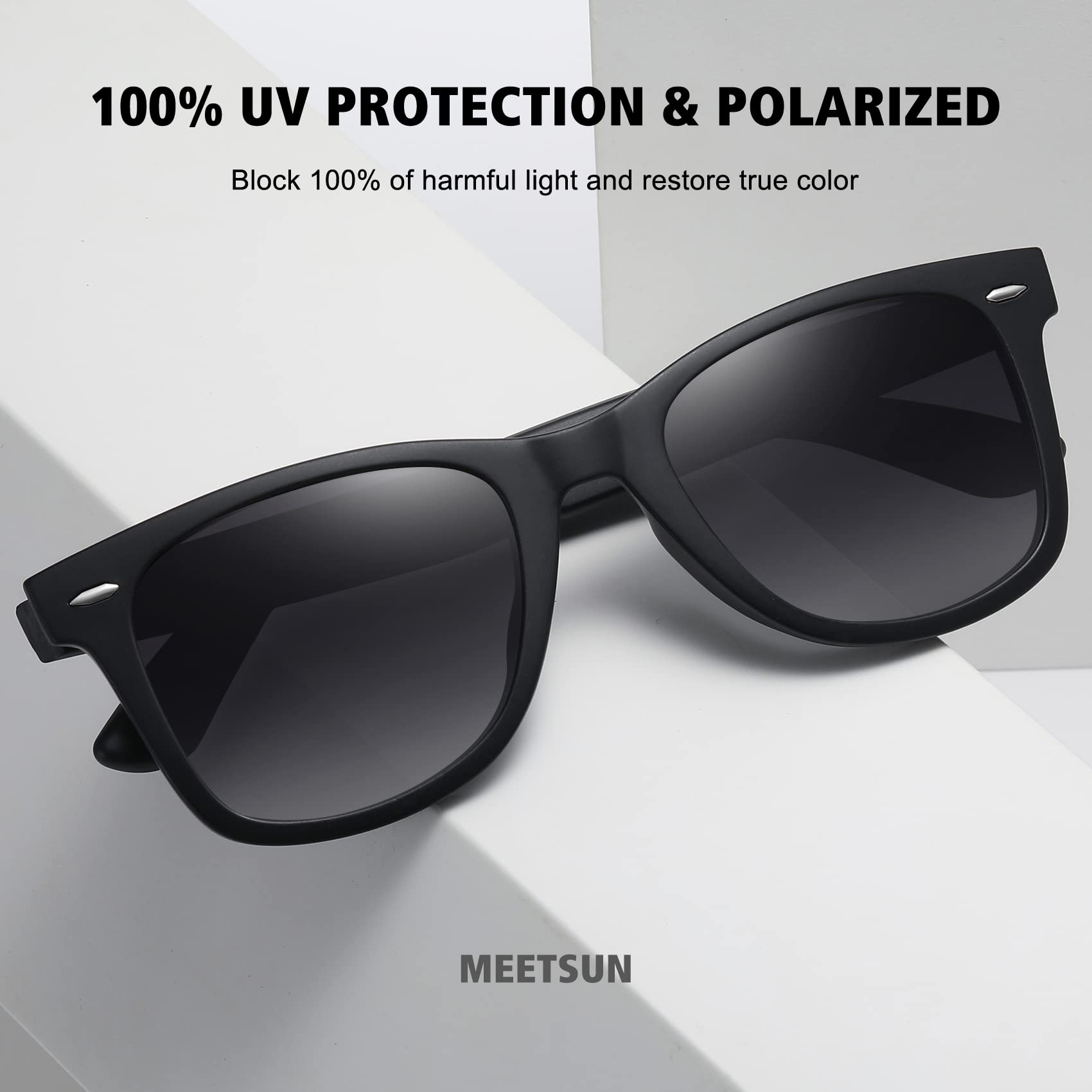 MEETSUN Retro Polarized Sunglasses for Women Men Classic Mirror Lens Driving Trendy Sun Glasses UV Protection (3 Pack)