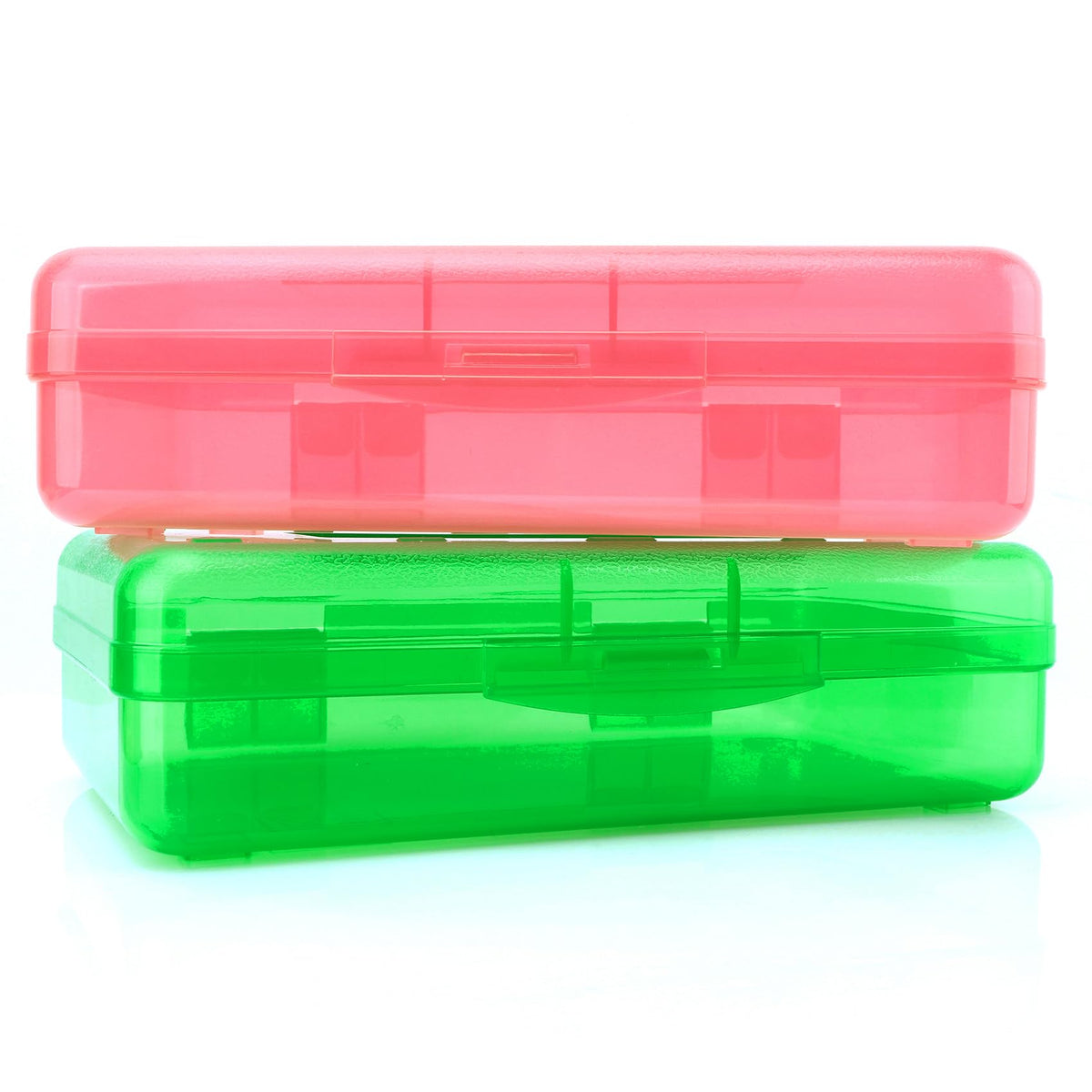 Pencil Case, Pencil Box, Clear Pencil Case, 3 Pack Plastic Pencil Case, Large Capacity Pencil Case, Crayon Box with Snap-tight Lid Stackable Design, Plastic Storage Box for School Office Supplies