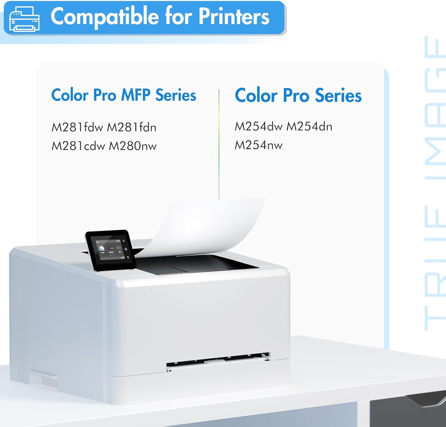 TRUE IMAGE Compatible Toner Cartridge Replacement for HP 202A CF500A 202X M281fdw HP Color Pro MFP M281fdw M281cdw M254dw M281fdn M254 M281 202 Toner Printer (Black Cyan Yellow Magenta, 4-Pack)