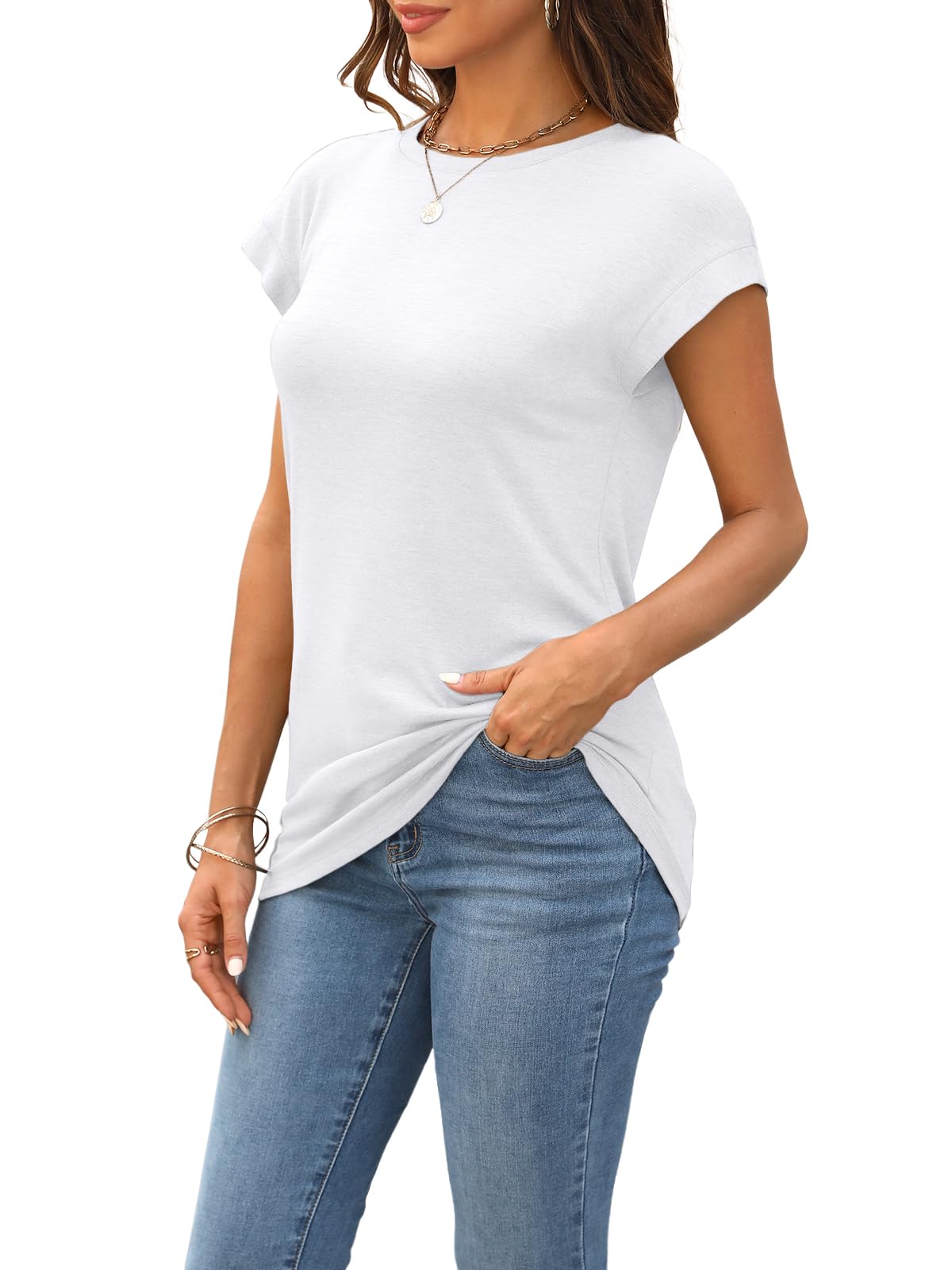SUNBS 3 Pack Womens Summer Cap Sleeve T Shirts Business Casual Dressy Tops