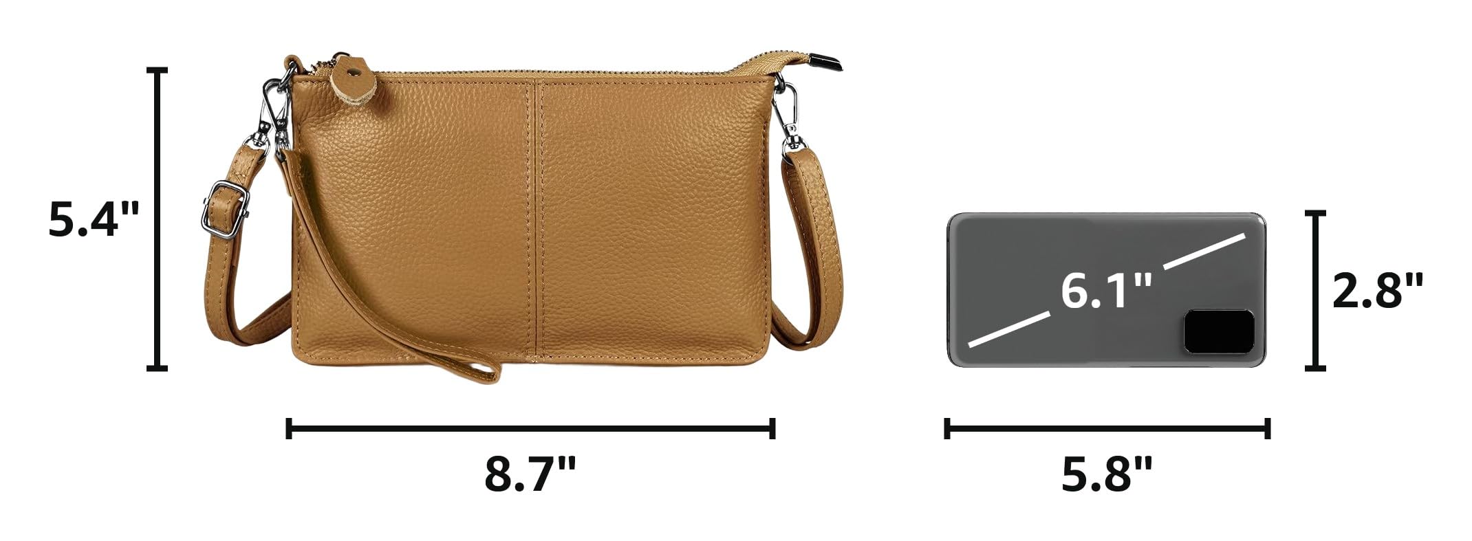 befen Genuine Leather Wristlet Clutch Wallet Purses Small Crossbody Bags for Women with RFID Blocking Card Slots