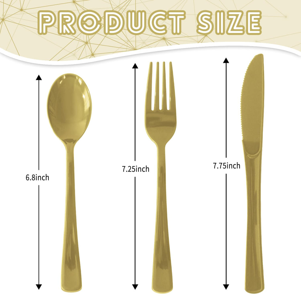 150 Pack Plastic Silverware,Disposable Cutlery Set Heavy Duty Utensil Sets 50 Forks 50 Knives 50 Spoons for Brithday, Wedding,Home School Party Picnics Restaurant Outdoor Events (Black)