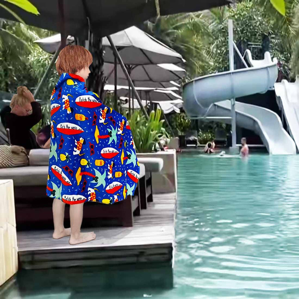 Kids Beach Towel Velour Terry Blanket Throw 100% Cotton Super Soft Absorbent 25.5X51 inches for Bath Swimming Sports Camping Holiday Picnic, Bus Coconut Parasol Lounge Audio Player.