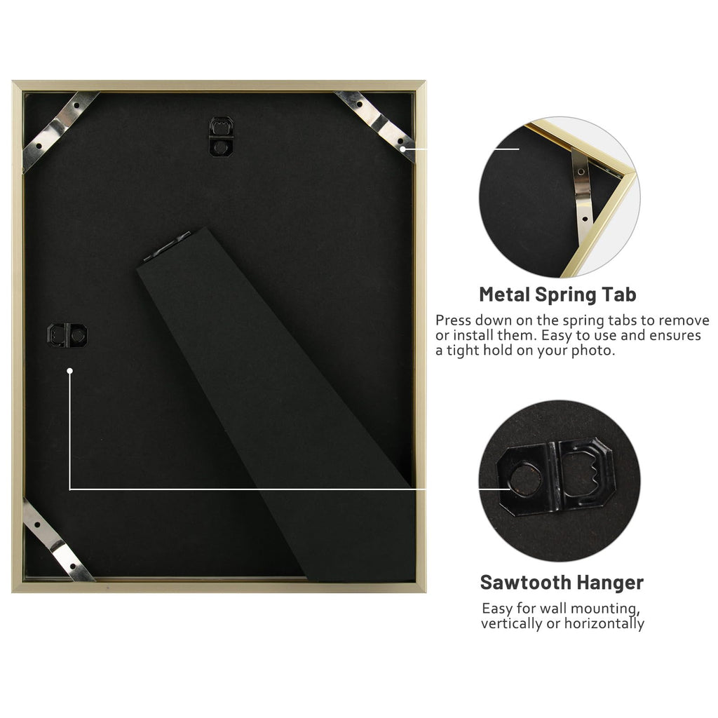 Frametory, 6x8 Aluminum Picture Frame - 6 x 8 Black Frame with Removable Mat for 5 x 7 Photo - 6 by 8 Durable Metal Frame with Real Glass - Sawtooth Hanger for Easy Wall Display - 1 Pack