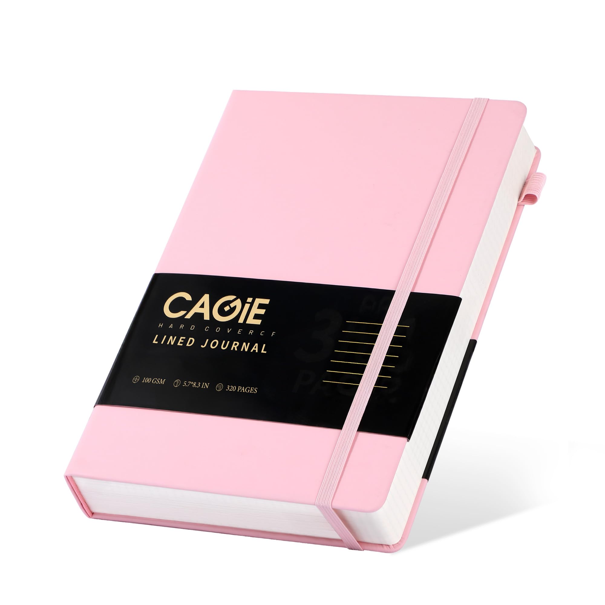 CAGIE Bullet Dotted Journal Notebook 320 Pages 100 GSM Paper Hardcover A5 Dot Grid Notebook Leather Journals for Writing Women Men Work Journaling, Black
