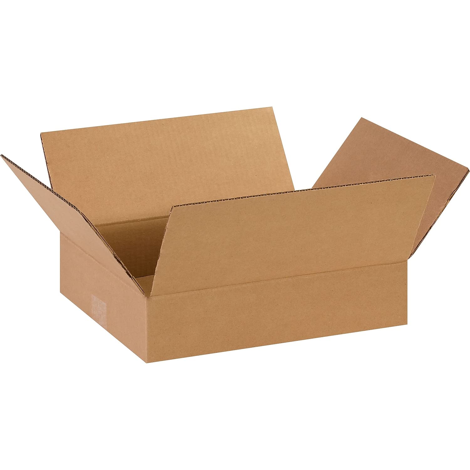 BOX USA 10103 Flat Corrugated Cardboard Box 10" L x 10" W x 3" H, Kraft, For Shipping, Packing and Moving (Pack of 25)