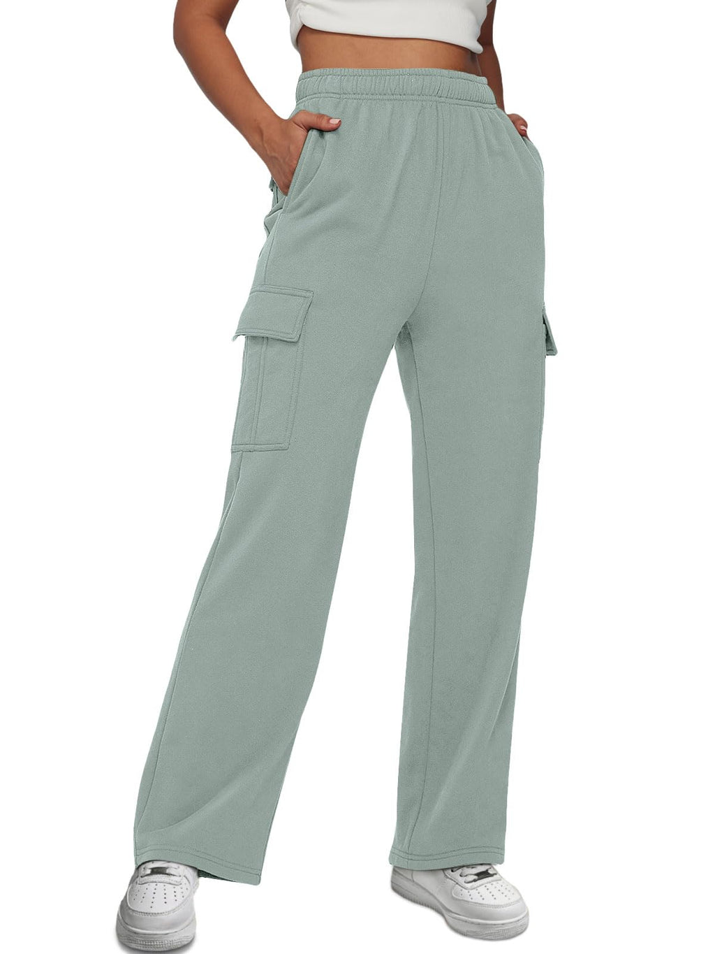 AUTOMET Womens Cargo Sweatpants Baggy Fleece High Waisted Joggers Sweat Pants Athletic Pants