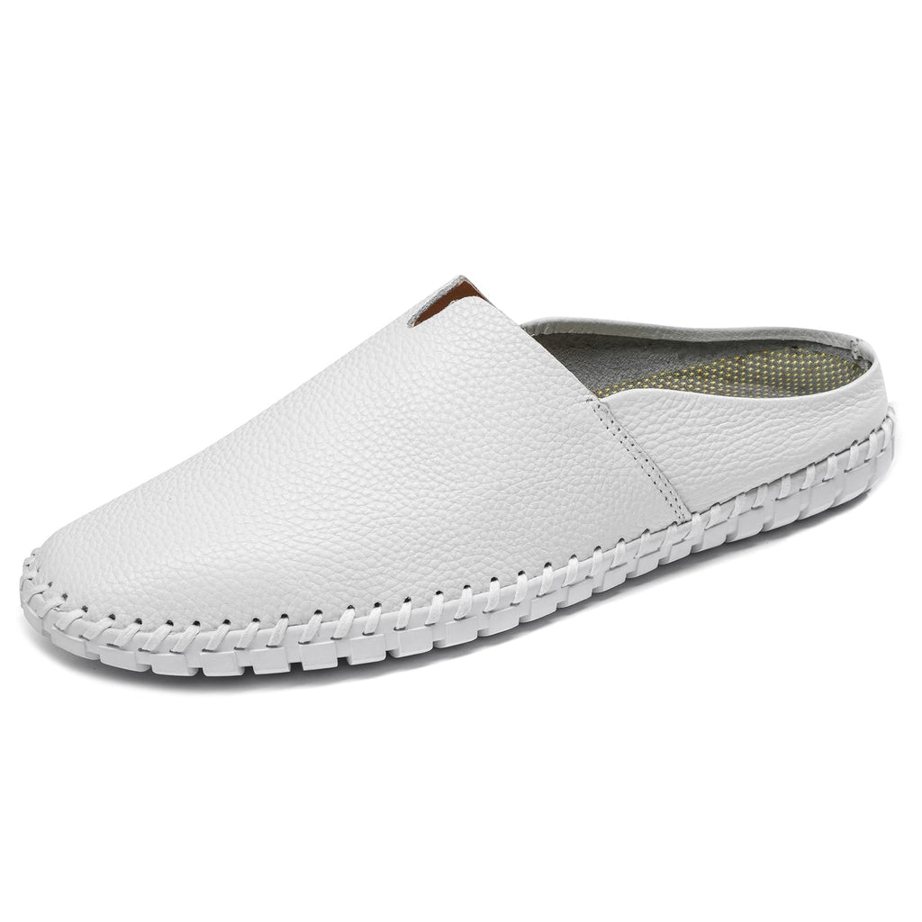 Men’s Slip-On Loafers Mules Clog Handmade Leather Slippers Hand Stitched no-Heel Casual Shoes for Men Breathable Comfortable Soft