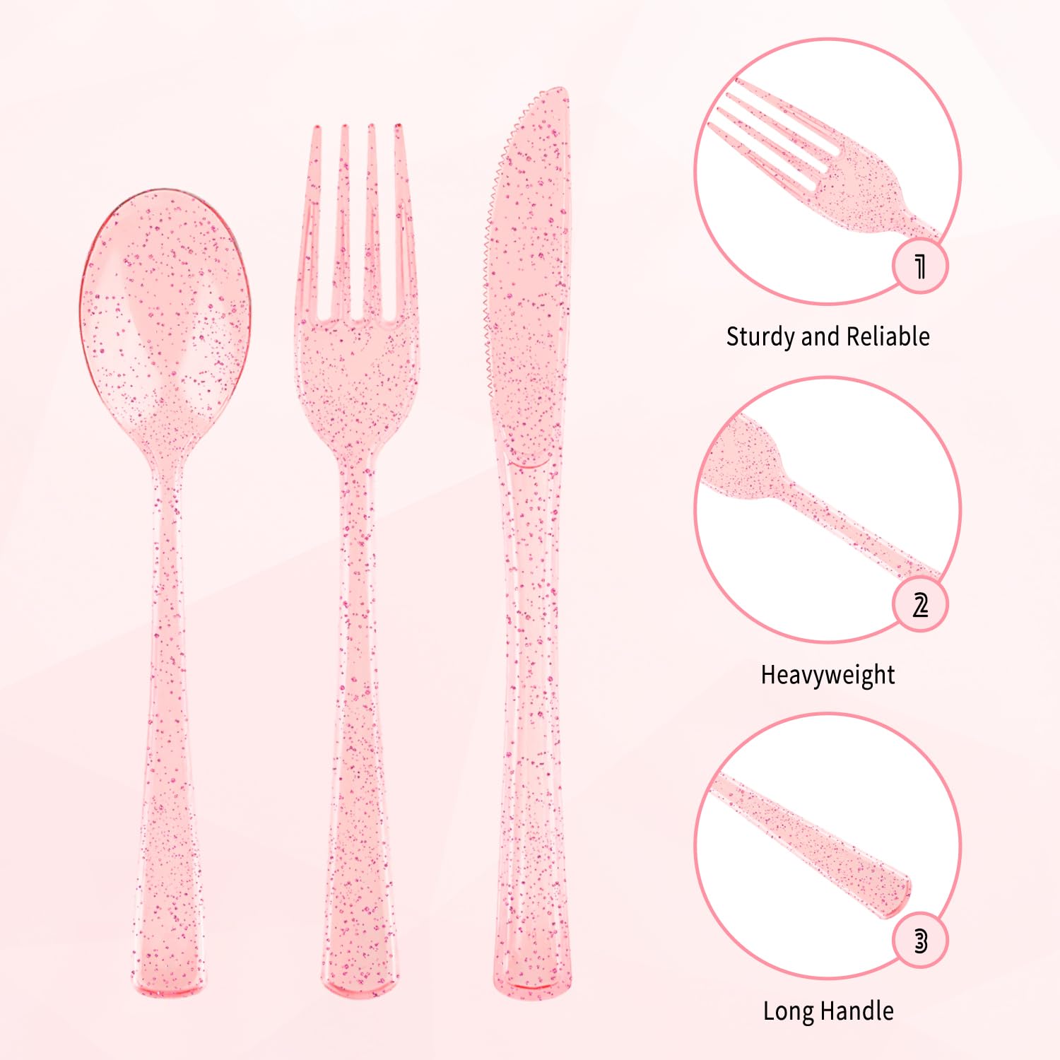 150 Pack Plastic Silverware,Disposable Cutlery Set Heavy Duty Utensil Sets 50 Forks 50 Knives 50 Spoons for Brithday, Wedding,Home School Party Picnics Restaurant Outdoor Events (Black)