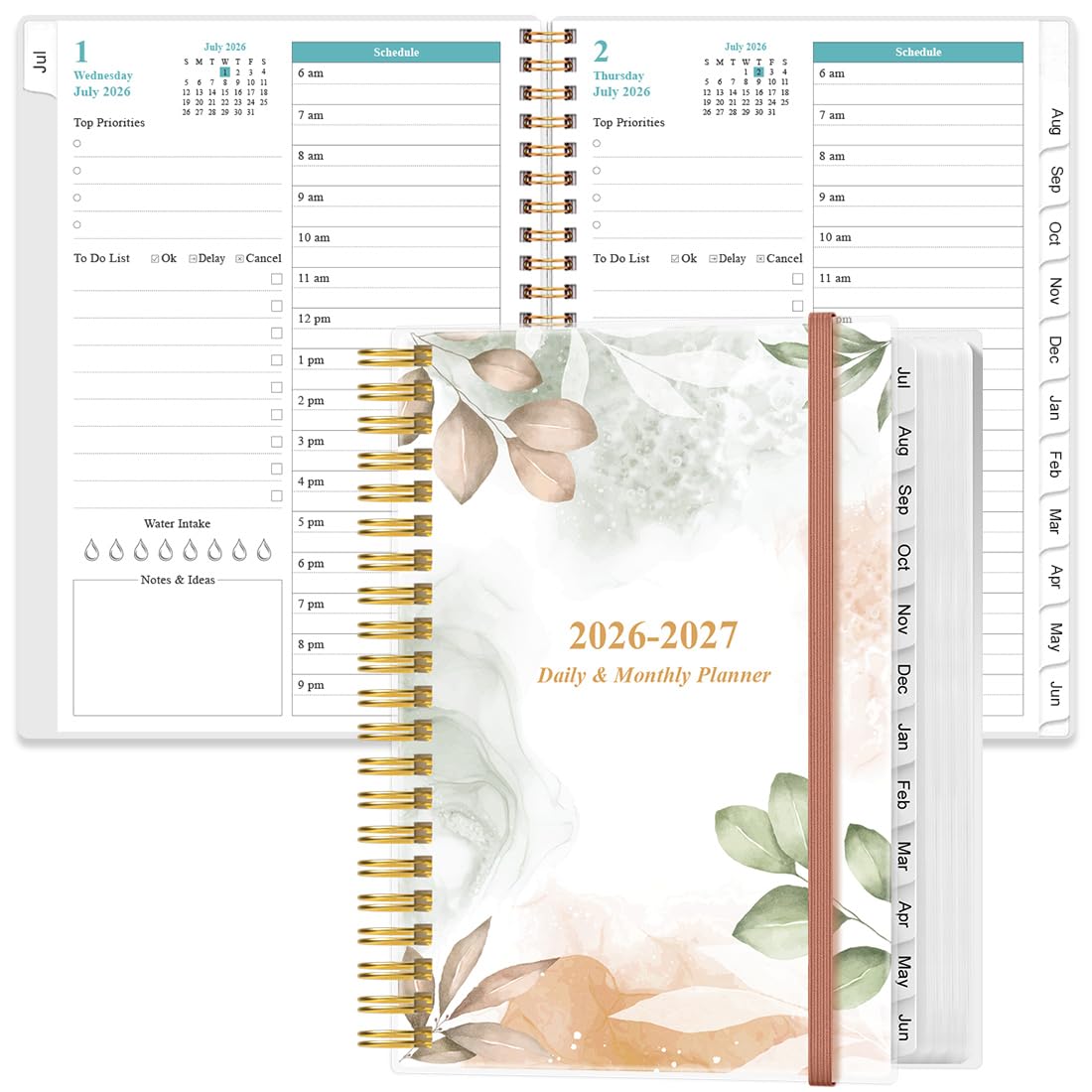 2026-2027 Daily & Monthly Planner - One Page Per Day, Daily Planner from July 2026 to June 2027, Planner 2026-2027 with 12 Monthly Tabs, 6.4" x 8.5", Black
