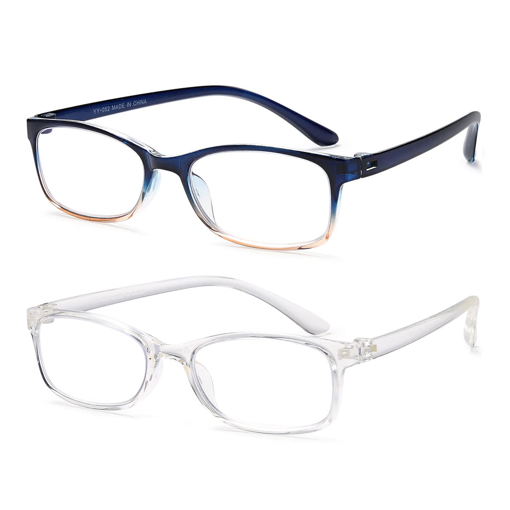EYEURL Reading Glasses for Women Men Blue Light Blocking, 0.00 Anti Eye Strain Computer Readers, TR90 Ultra Lightweight Rectangle Frame Eyeglasses