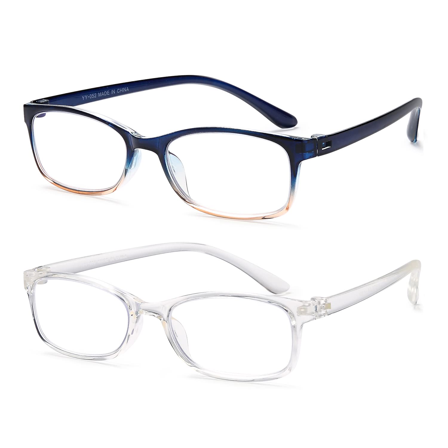 EYEURL Reading Glasses for Women Men Blue Light Blocking, 0.00 Anti Eye Strain Computer Readers, TR90 Ultra Lightweight Rectangle Frame Eyeglasses