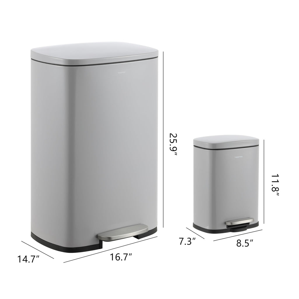 happimess HPM1006B Connor Rectangular 13-Gallon Trash Can with Soft-Close Lid and Free Mini Trash Can, Fingerprint Resistant, Modern, Minimalistic for Home, Kitchen, Office, Bathroom, Black