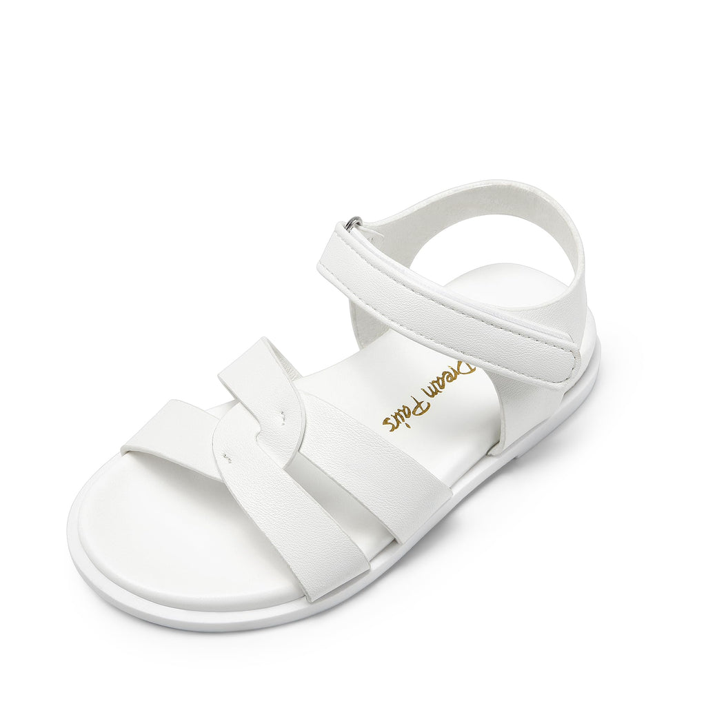DREAM PAIRS Girls Sandals Open Toe Princess Flat Sandals Strappy Summer Shoes Toddler/Little Kid