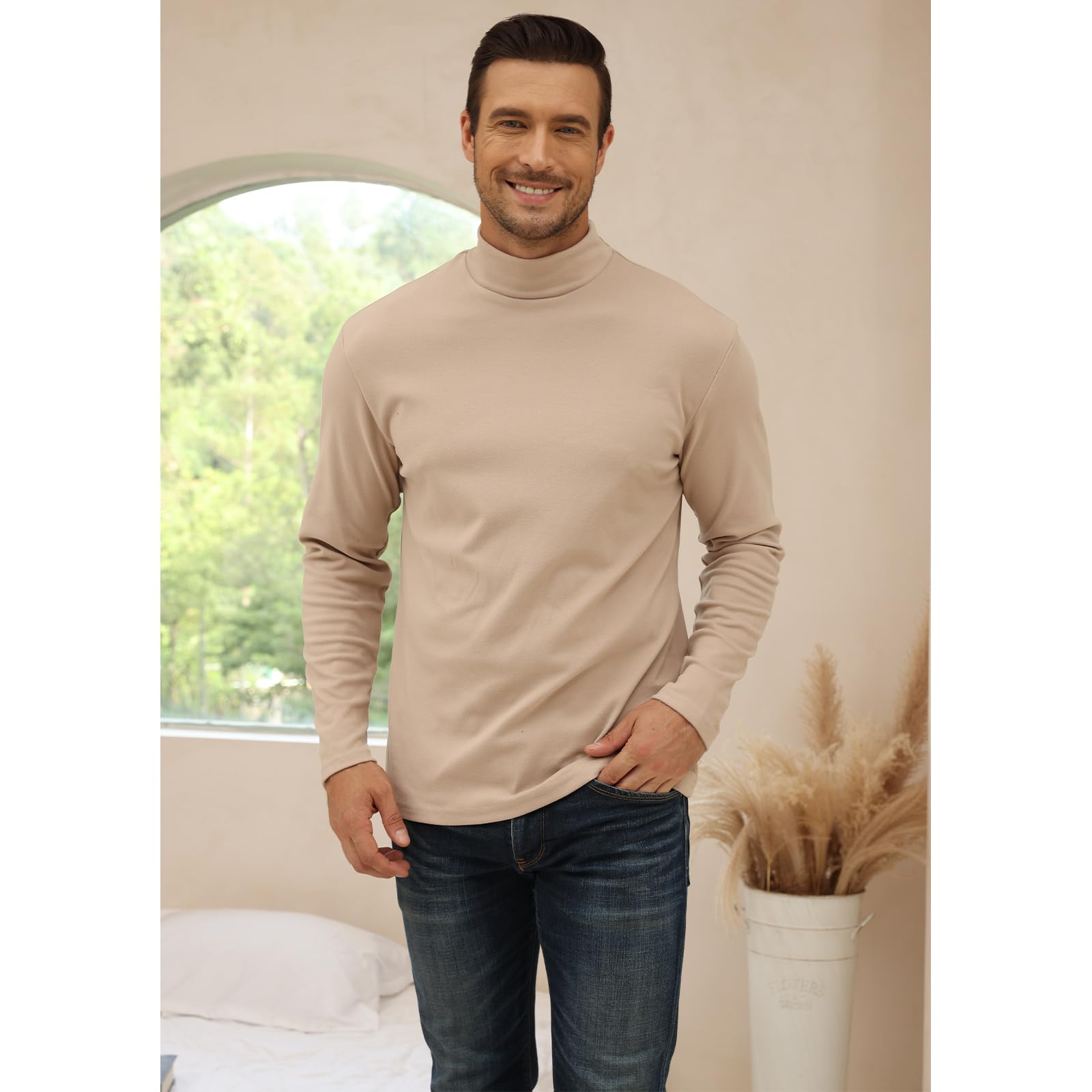 Rela Bota Mens Half Turtleneck Long Sleeve Pullover Basic Designed Undershirt Stretch Slim Fit Sweaters
