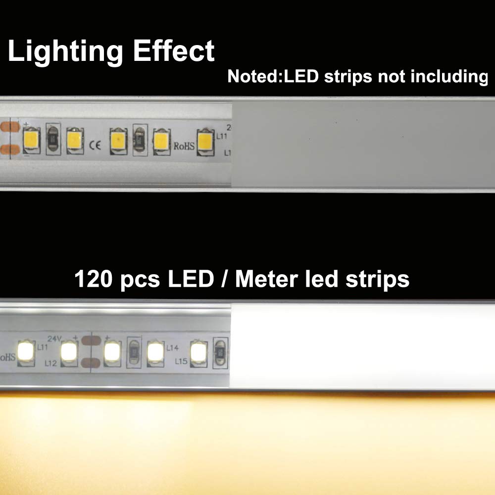hunhun 10-Pack6.6ft/2Meter Drywall LED Aluminum Channel System with Milky Cover, End Caps and Mounting Clips, Aluminum Profile for LED Strip Light Installations (Single-Edge-6.6ft, 10)