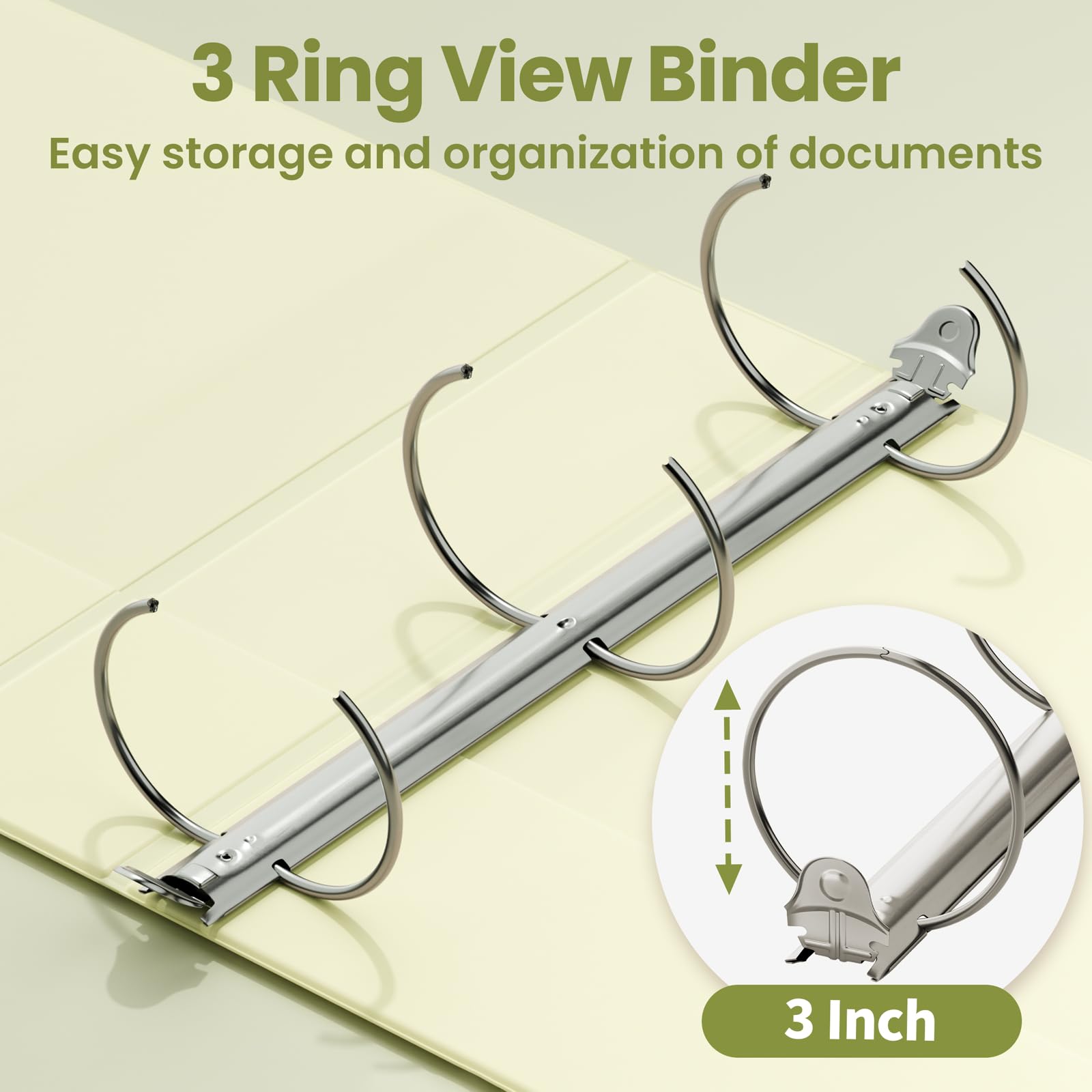 SUNEE 3 Ring Binder 1/2 Inch 1 Pack, Clear View Binder Three Ring PVC-Free (Fit 8.5x11 Inches) for School or Office Supplies, Black