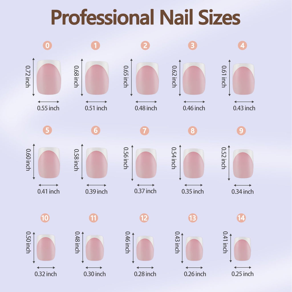 Misssix XBASICTIPS French Tip Press On Nails, 300Pcs French Gel Nail Tips Long Square, Soft Gel Pre-shaped No Need to File 3 in 1 Tips, Fake Nails for Nail Art DIY Extension Designs 15 Sizes